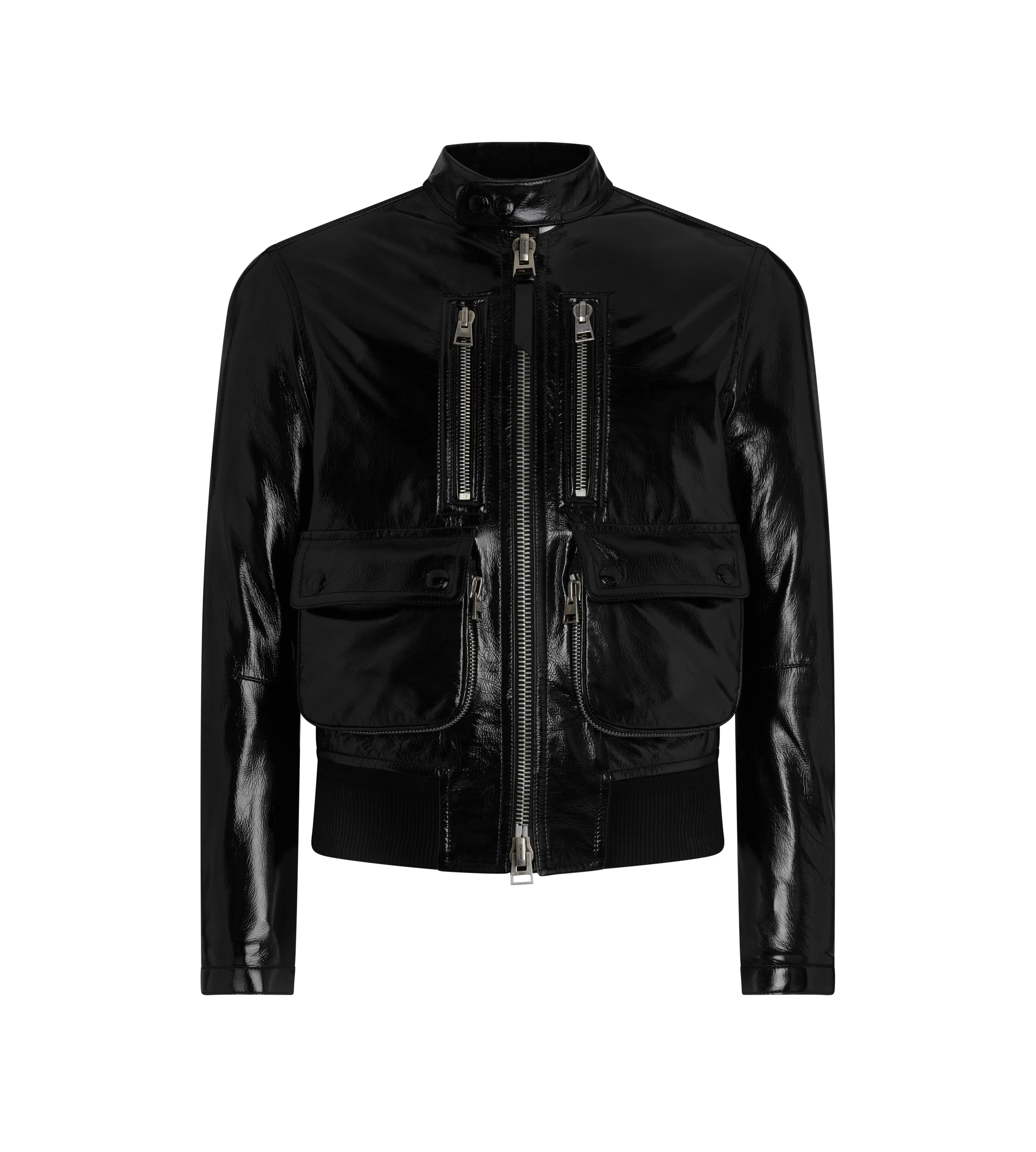 TOM FORD CRACKLED LEATHER ZIP POCKET BLOUSON BLACK^MEN | MEN Outerwear | AUTUMN/WINTER 23