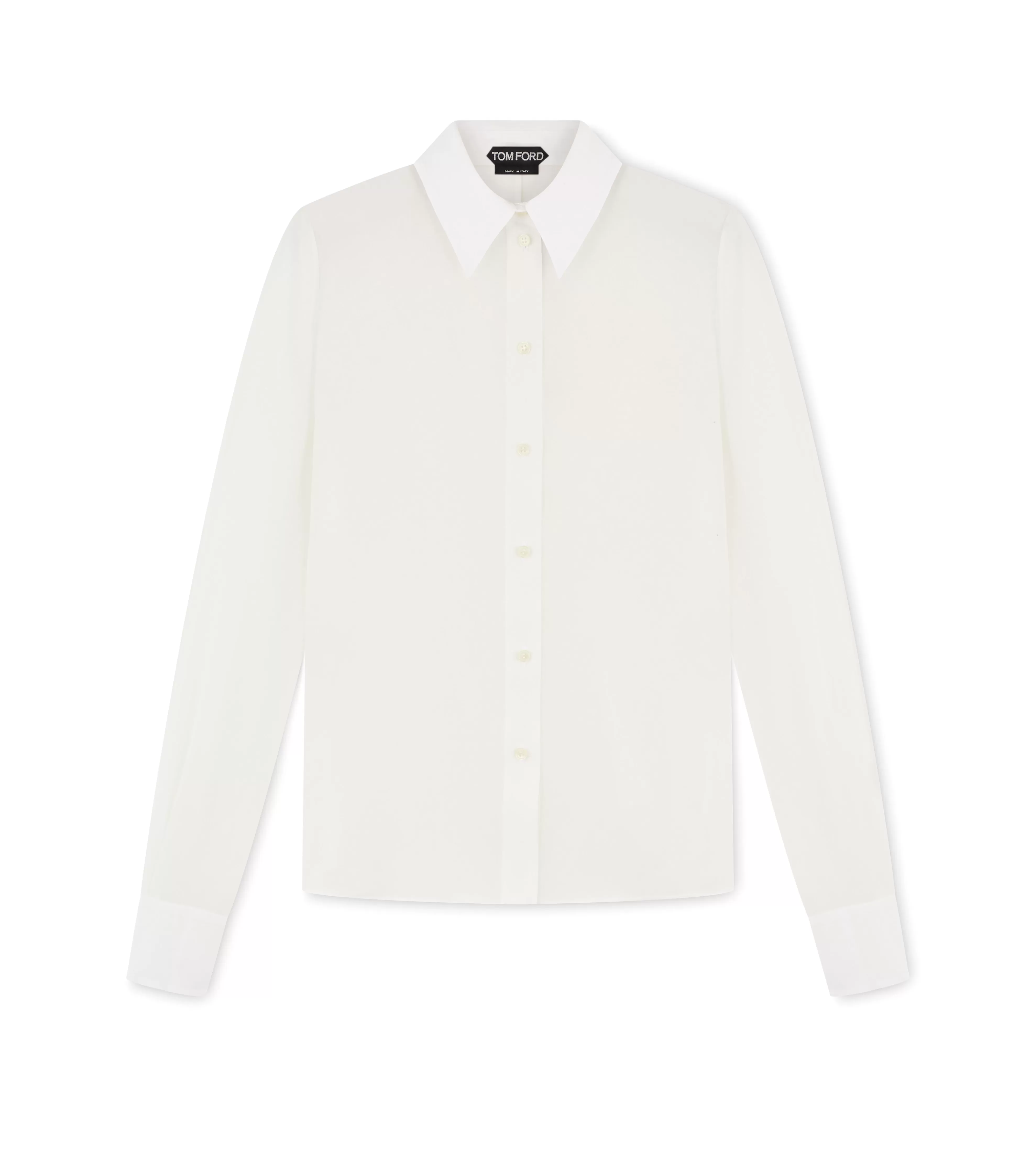 TOM FORD CREPE DE CHINE FITTED SHIRT CHALK^WOMEN Tops