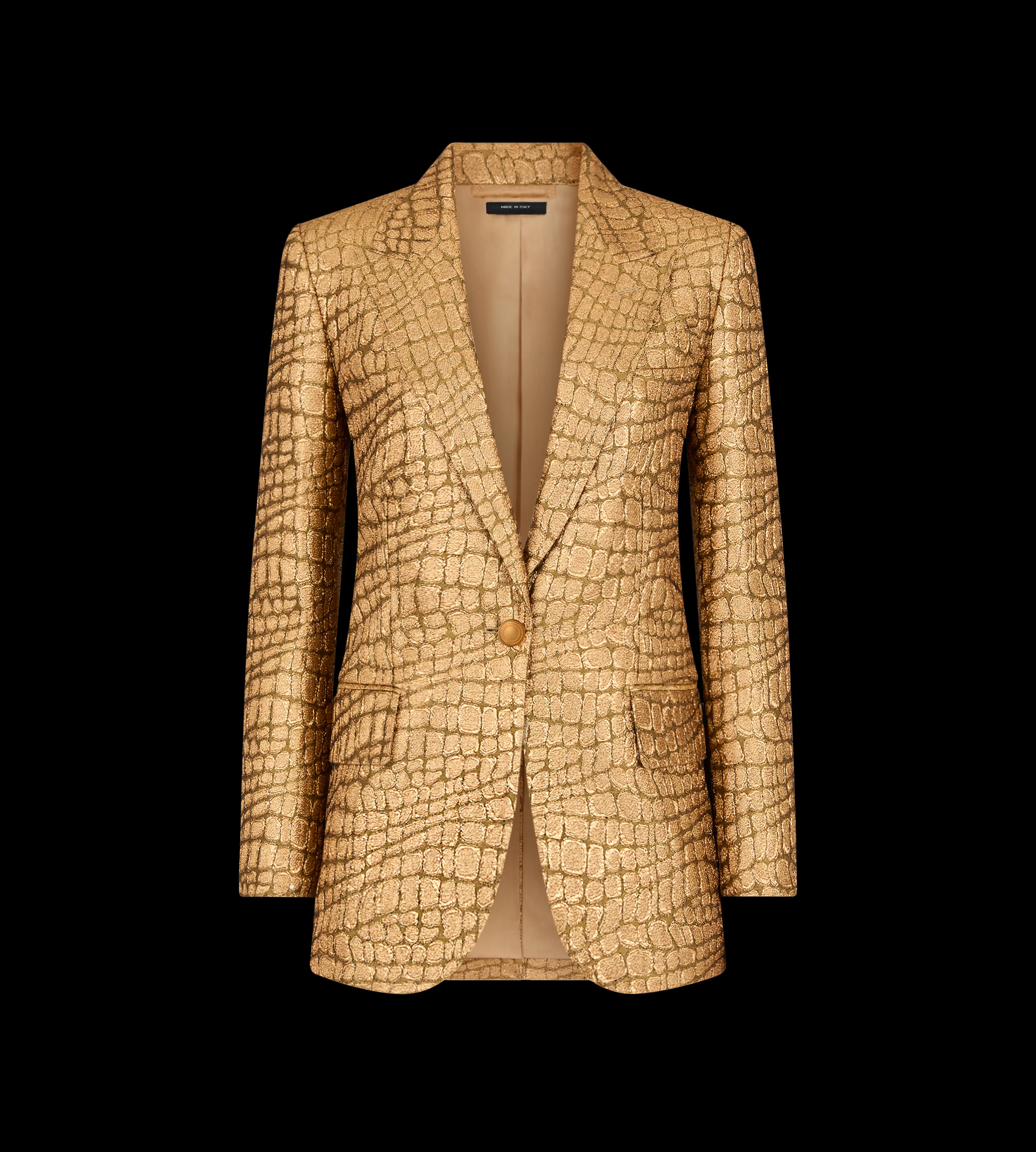 TOM FORD CROCO JACQUARD "WALLIS" SINGLE BREASTED JACKET GOLD^WOMEN Jackets