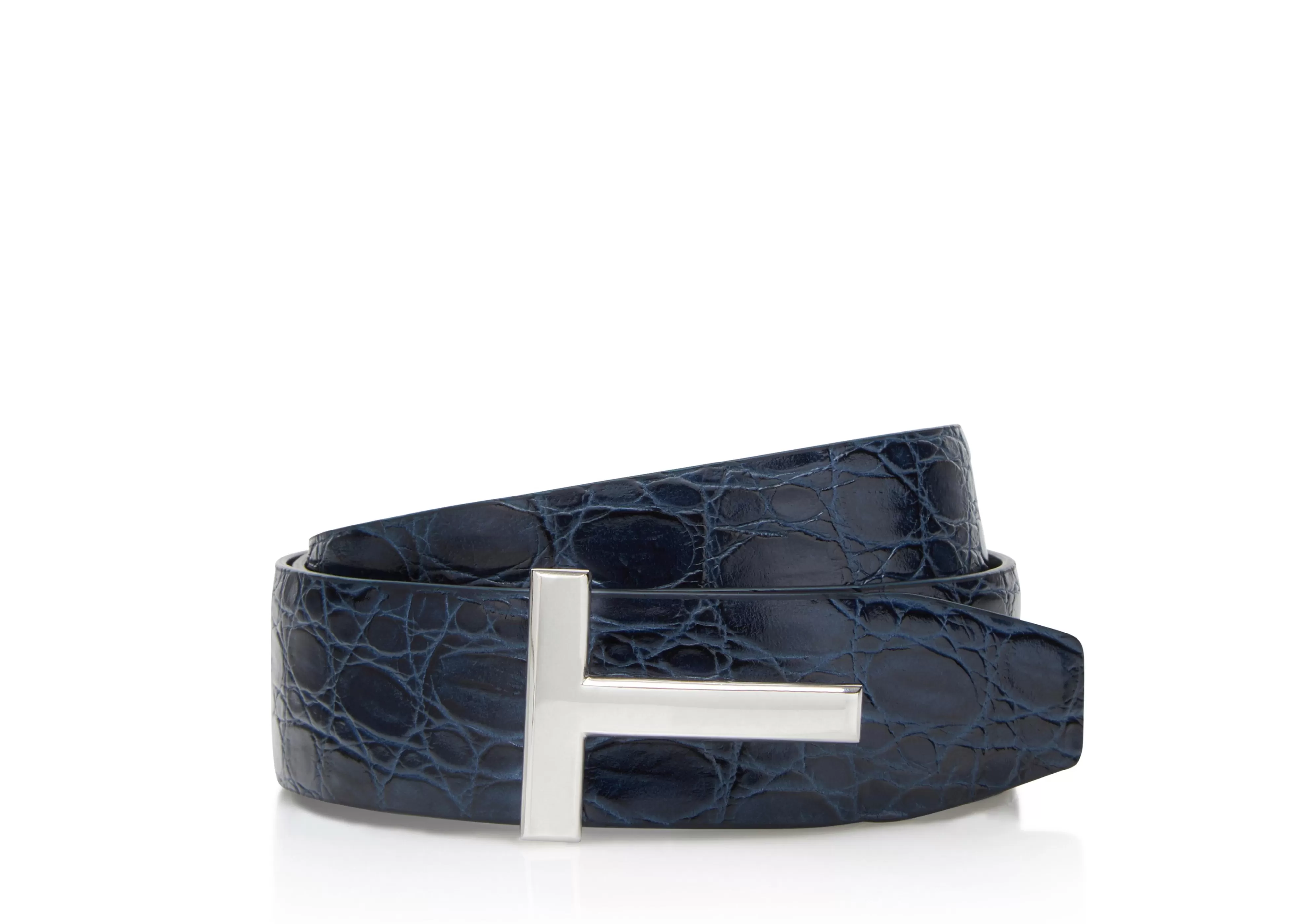 TOM FORD CROCODILE ICON BELT DARK NAVY^MEN Belts