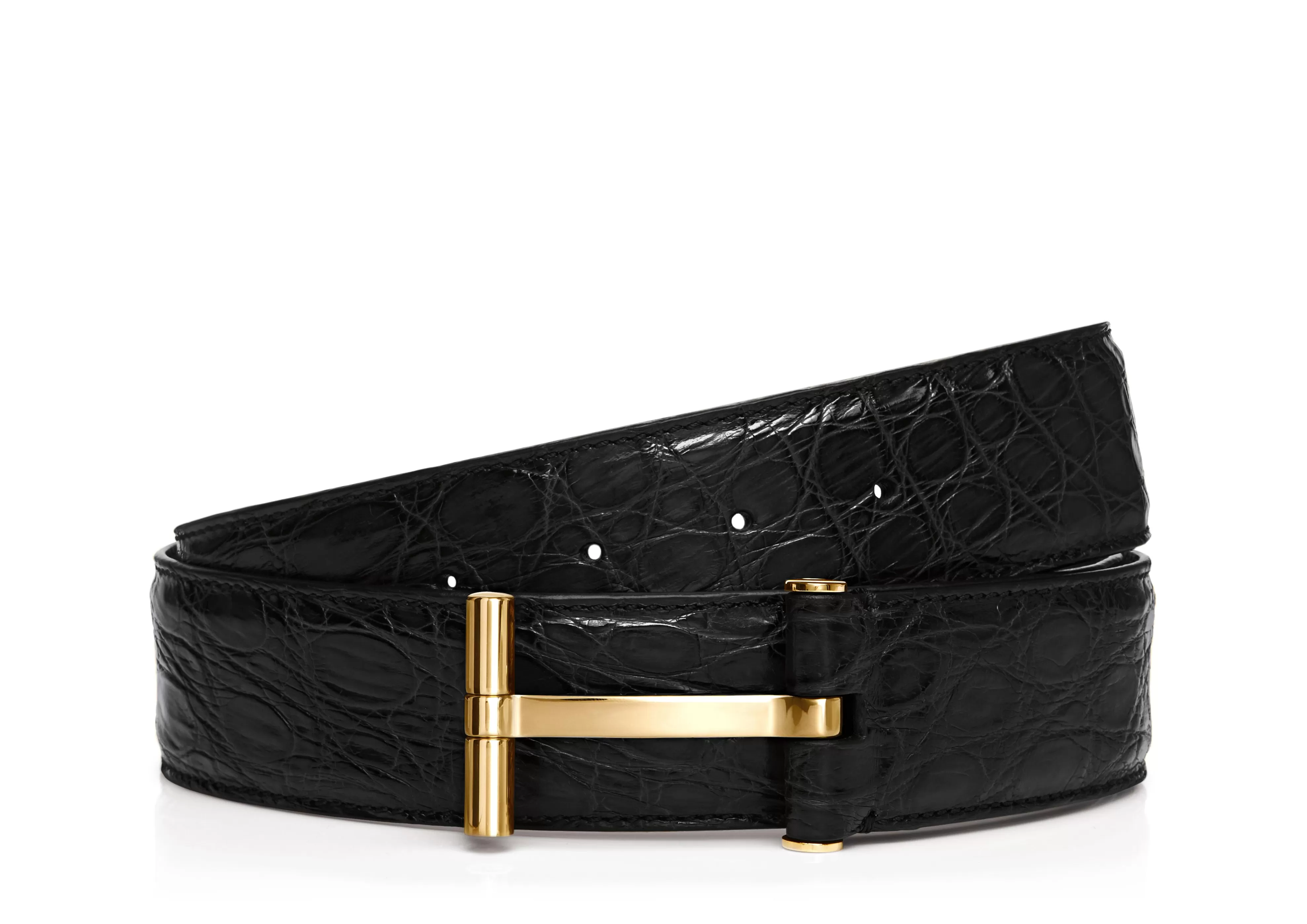 TOM FORD CROCODILE T BUCKLE BELT BLACK^MEN Belts