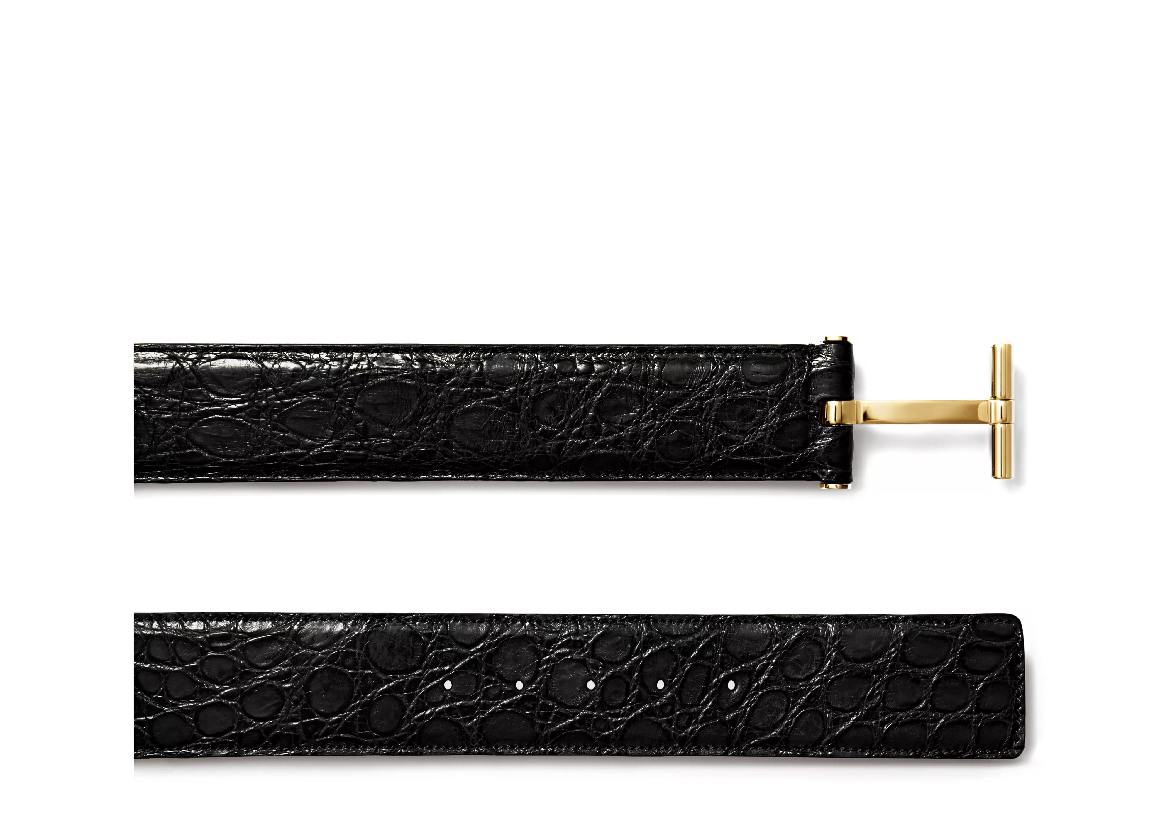 TOM FORD CROCODILE T BUCKLE BELT BLACK^MEN Belts