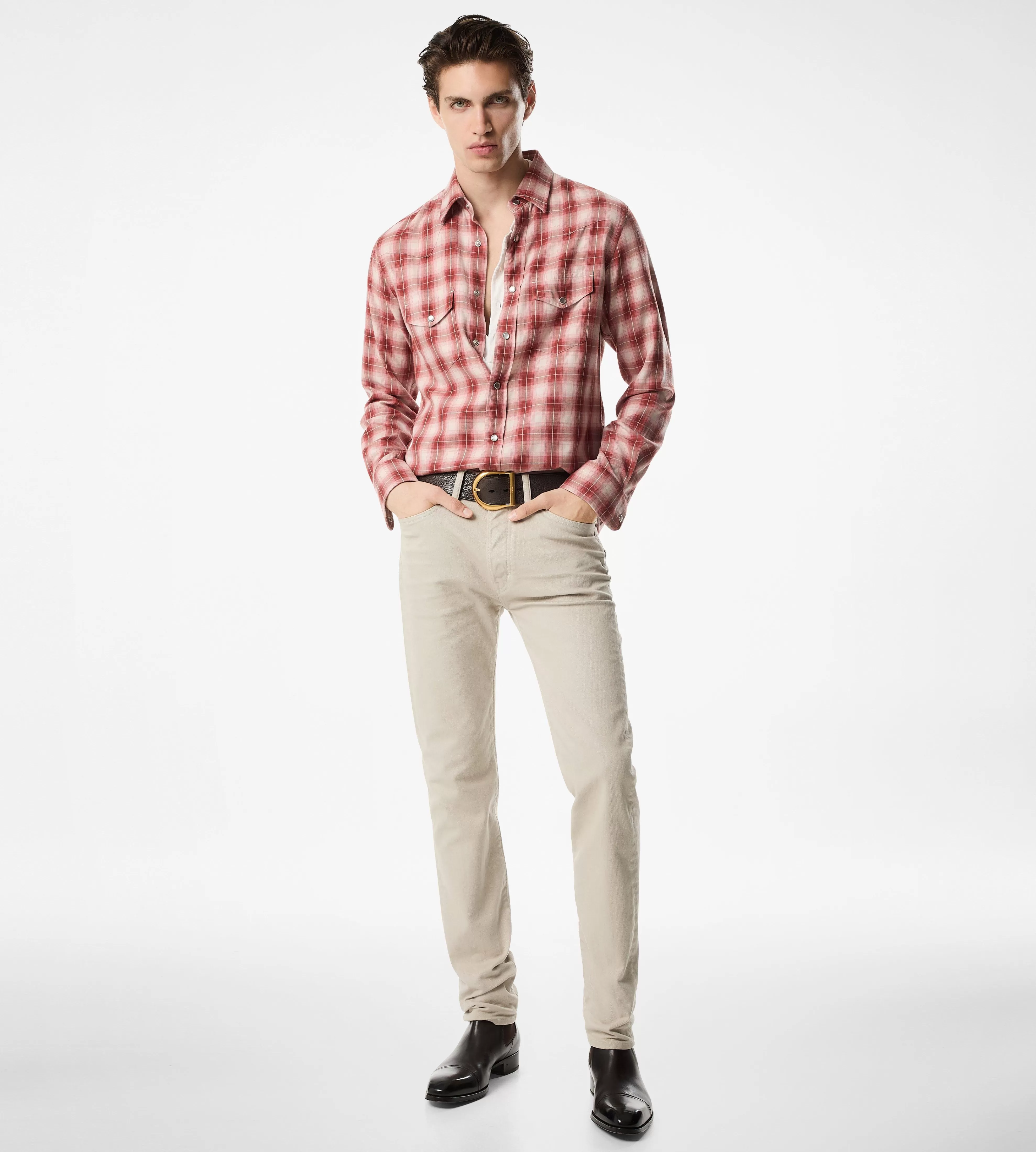 TOM FORD DEGRADE OVERCHECK WESTERN SHIRT ^MEN Shirts