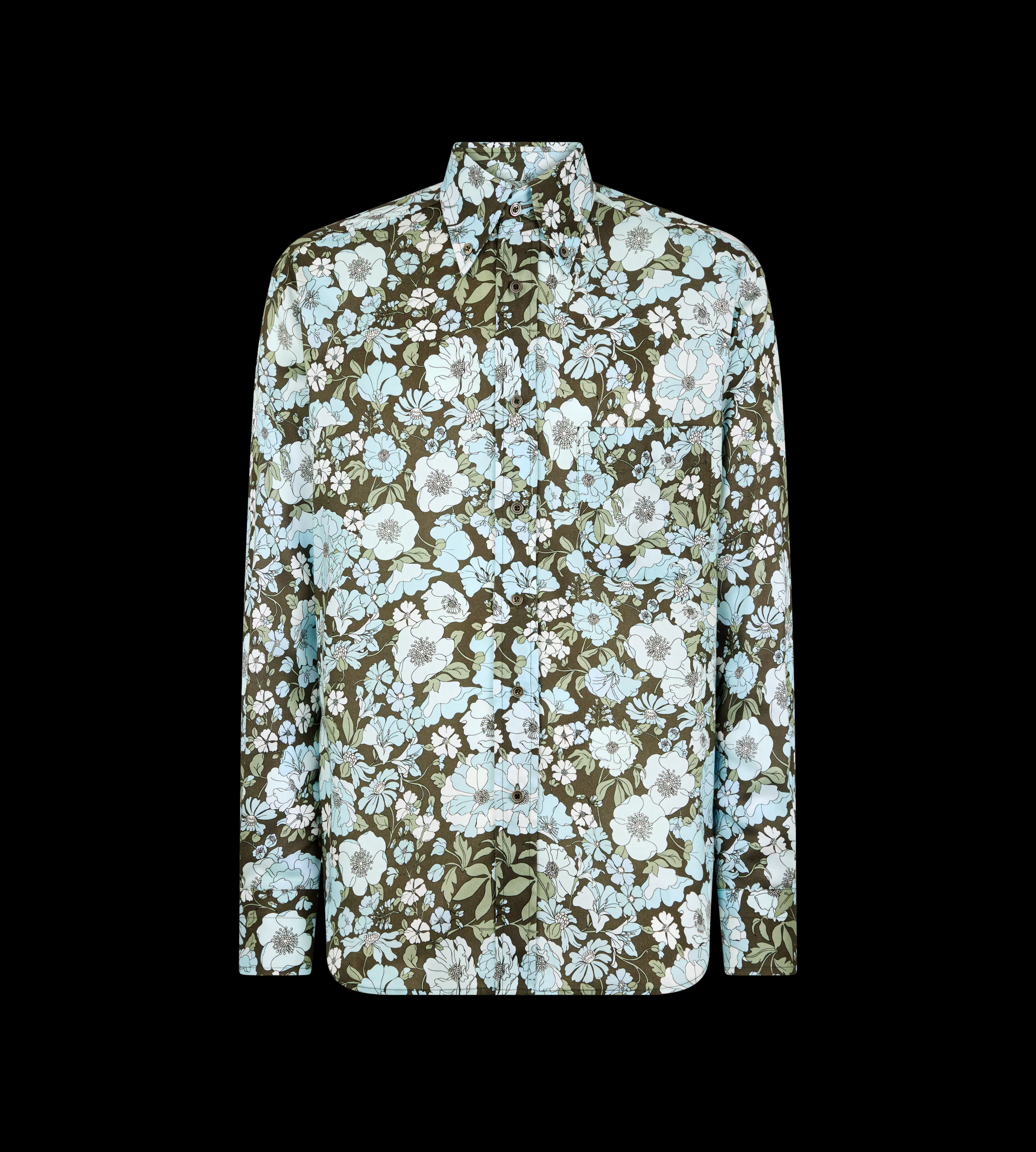 TOM FORD DELICATE FLORAL FLUID FIT SHIRT BLUE + GREEN^MEN | MEN | MEN Shirts | JETSETTER EDIT | SPRING 24