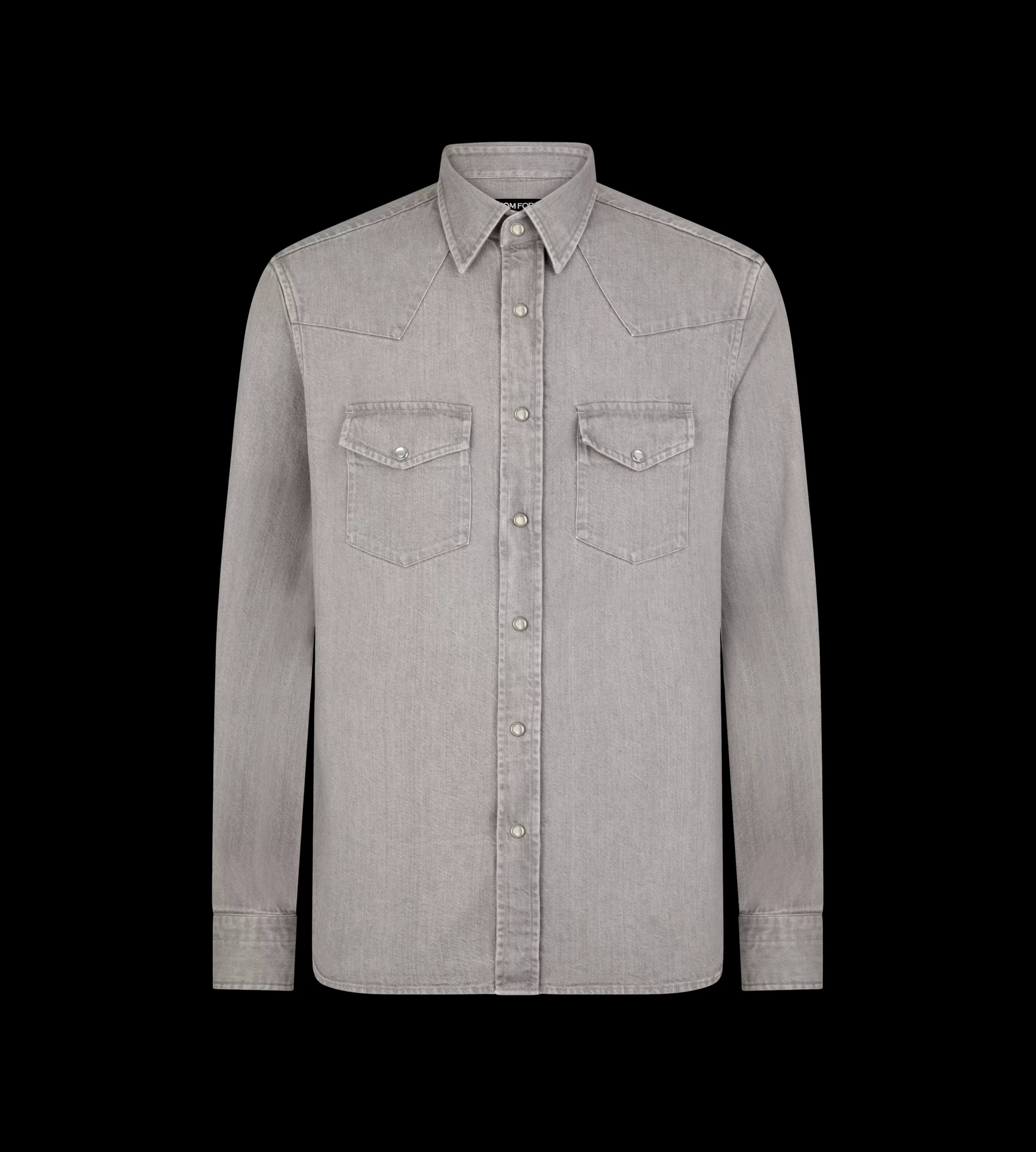 TOM FORD DENIM WESTERN SHIRT WASHED GREY^MEN | MEN Shirts | SPRING 24