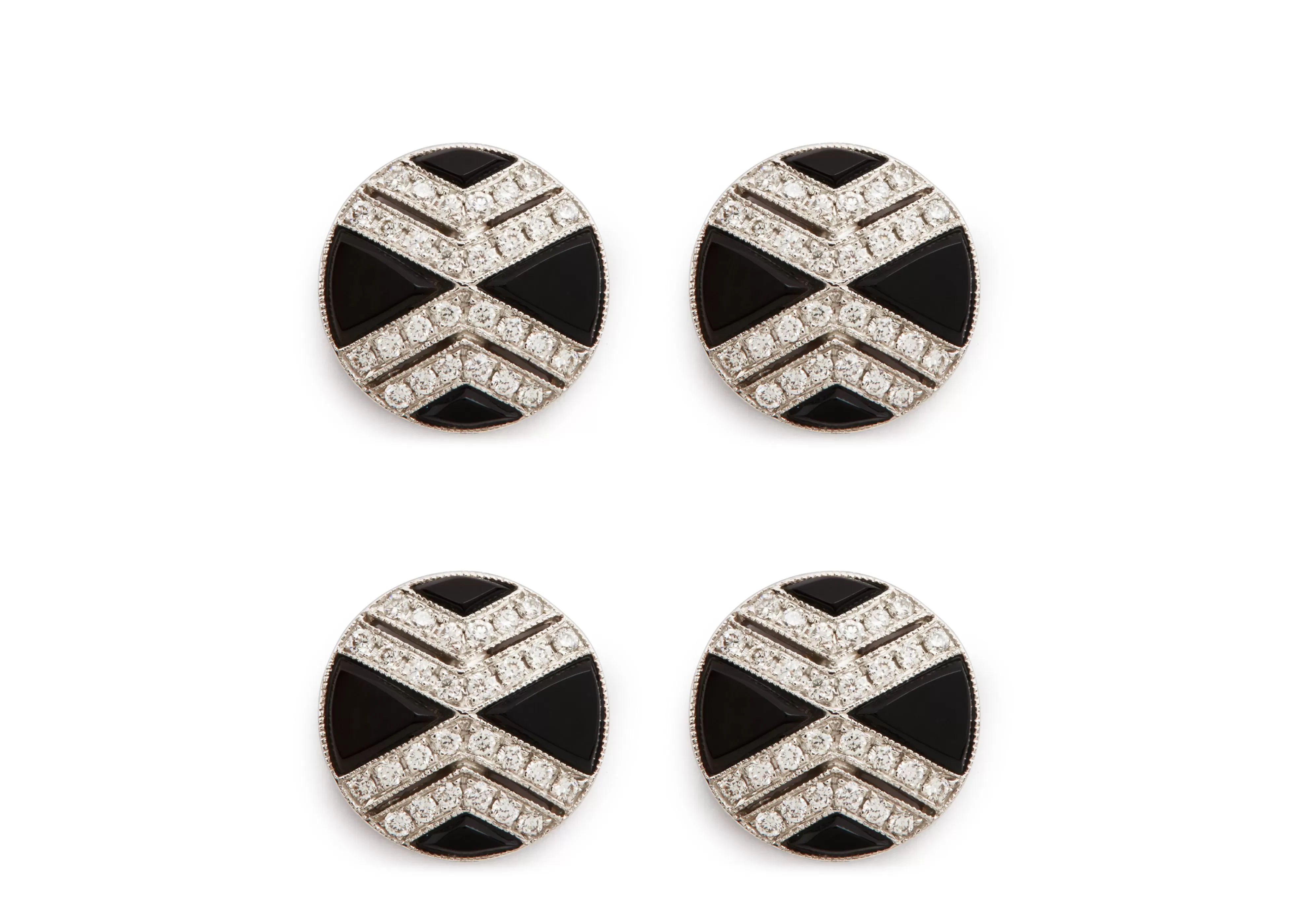 TOM FORD DIAMOND ONYX ROUND STUDS WHITE GOLD^MEN Jewelry