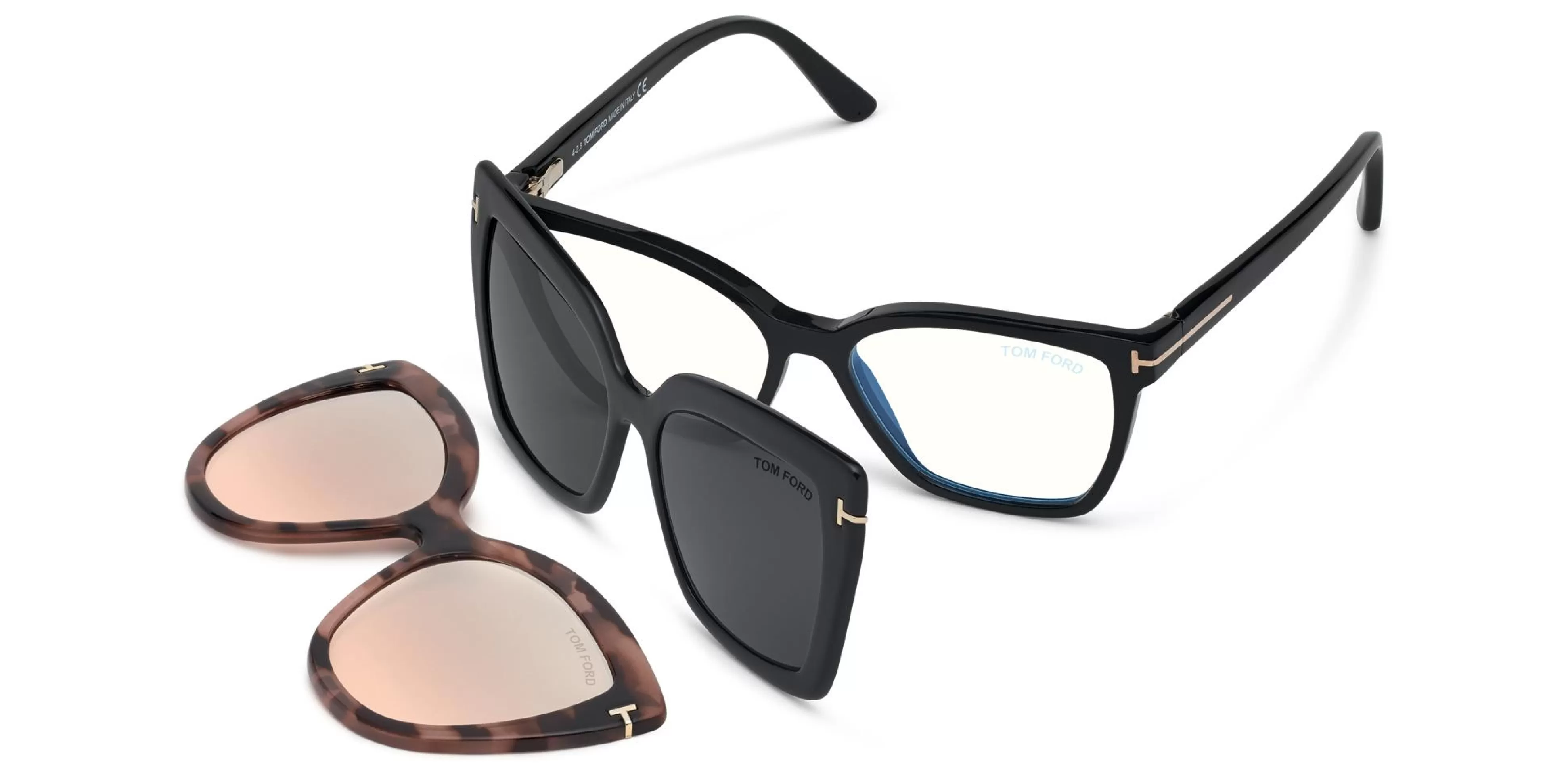 TOM FORD DOUBLE CLIP ON BLUE BLOCK OPTICALS BLACK^EYEWEAR | EYEWEAR BLUE BLOCK COLLECTION | SUNGLASSES