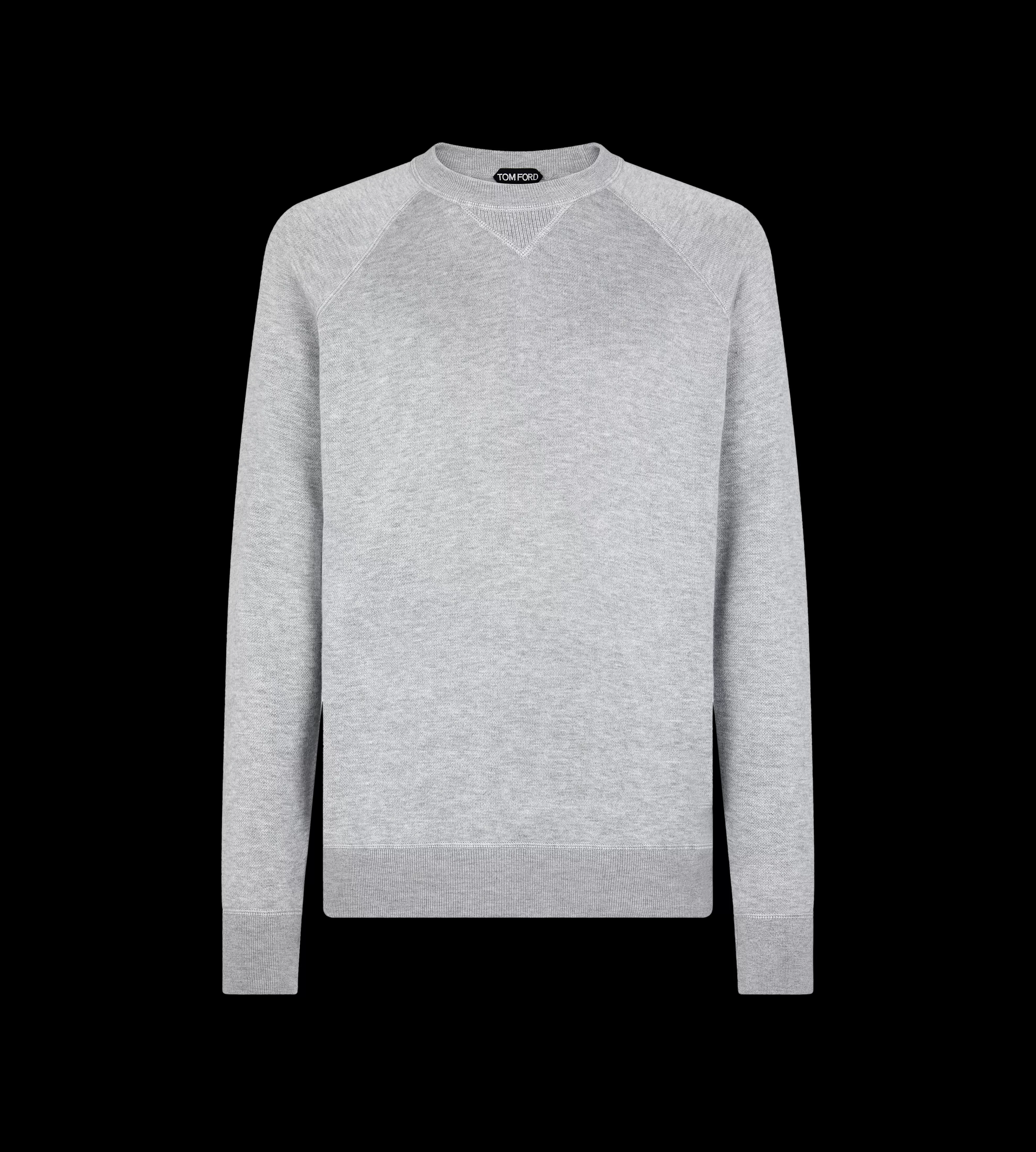 TOM FORD DOUBLE FACE VISCOSE CREWNECK LIGHT GREY^MEN | MEN Knitwear | SPRING 24