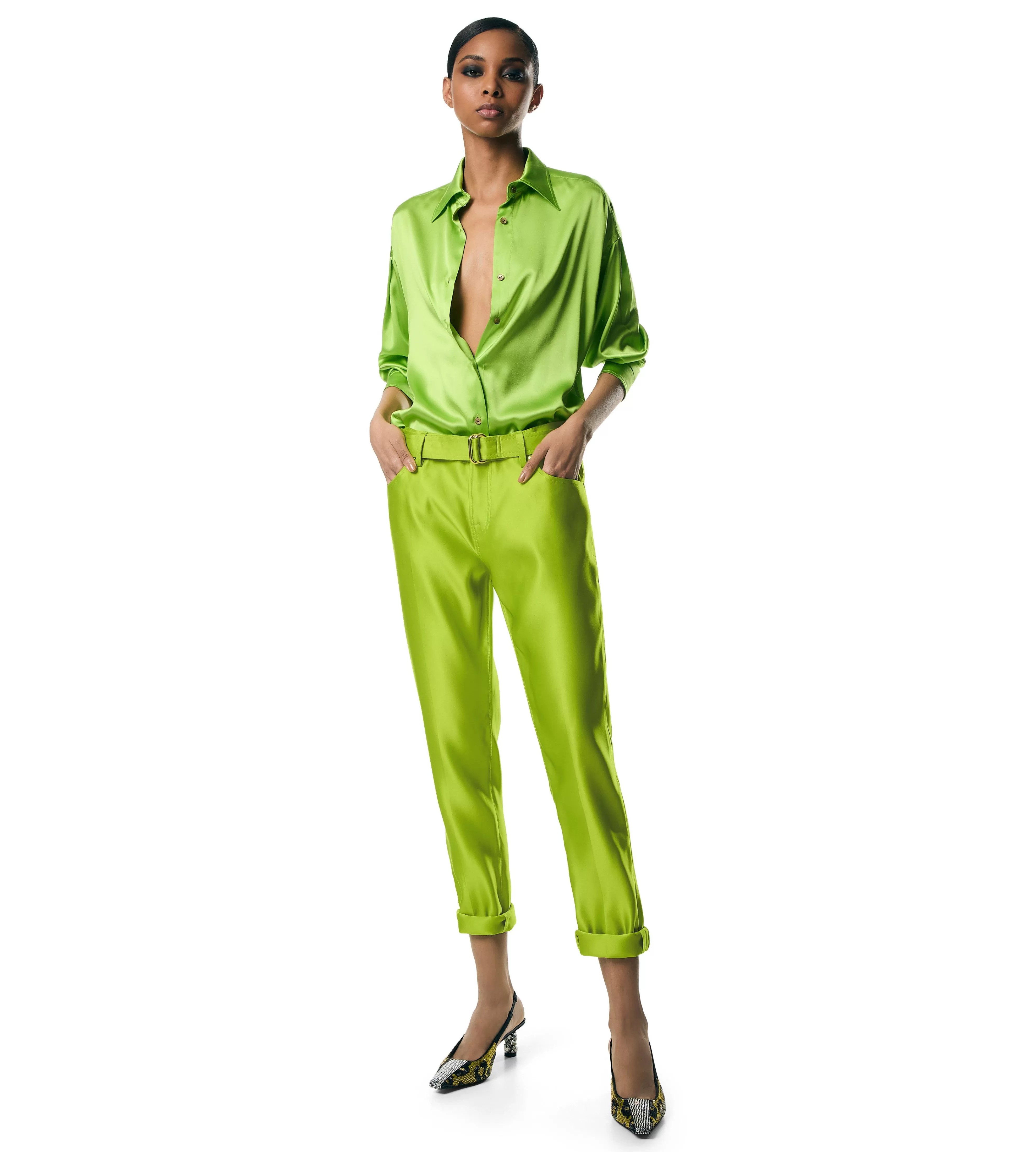 TOM FORD DOUBLE SILK DUCHESSE BOYFRIEND PANTS LIME^WOMEN | WOMEN Pants & Shorts | JETSETTER EDIT