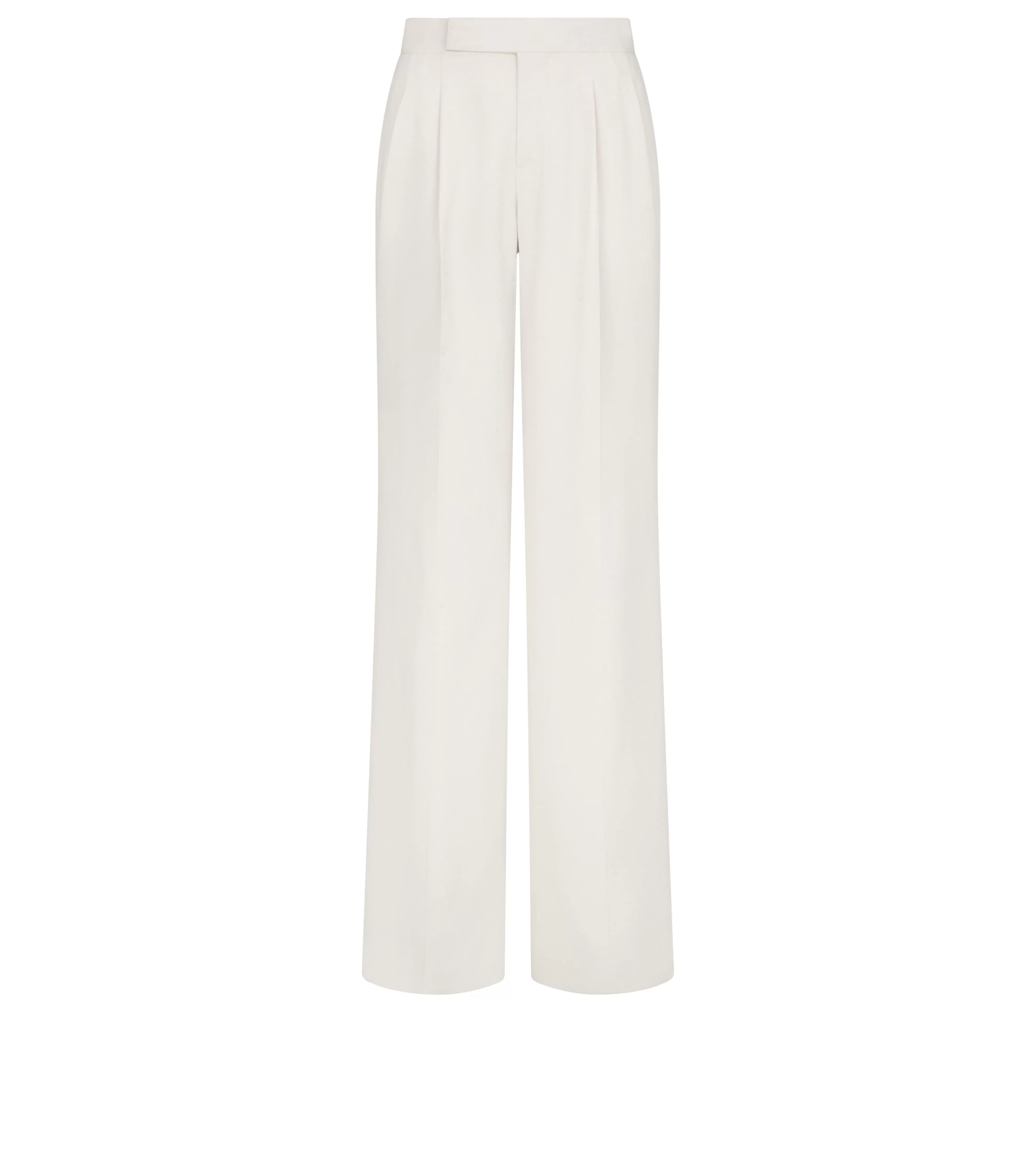 TOM FORD DOUBLE SILK GEORGETTE WIDE LEG TAILORED PANTS CHALK^WOMEN Pants & Shorts