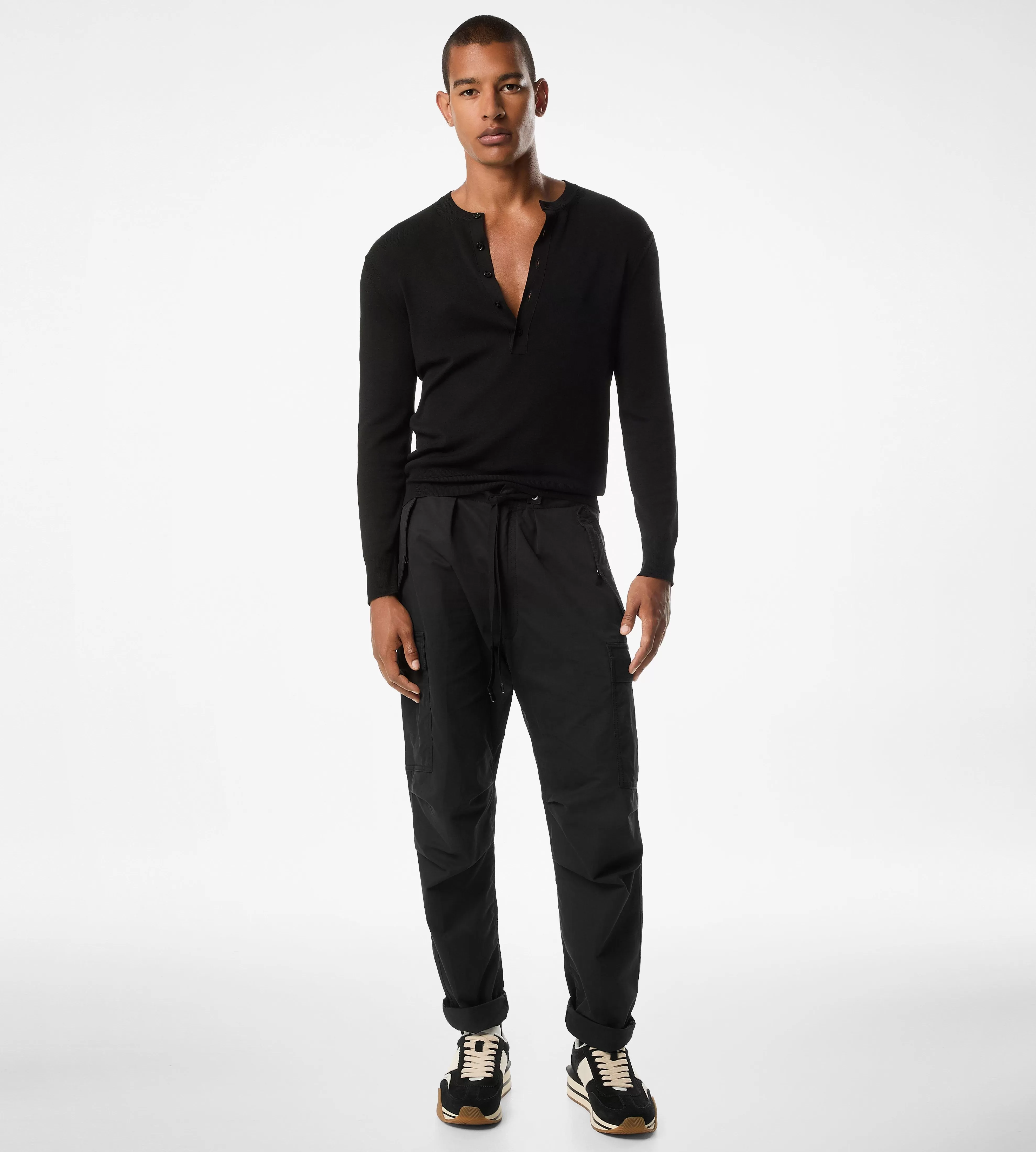 TOM FORD ENZYME TWILL CARGO SPORT PANT BLACK^MEN SPRING 24