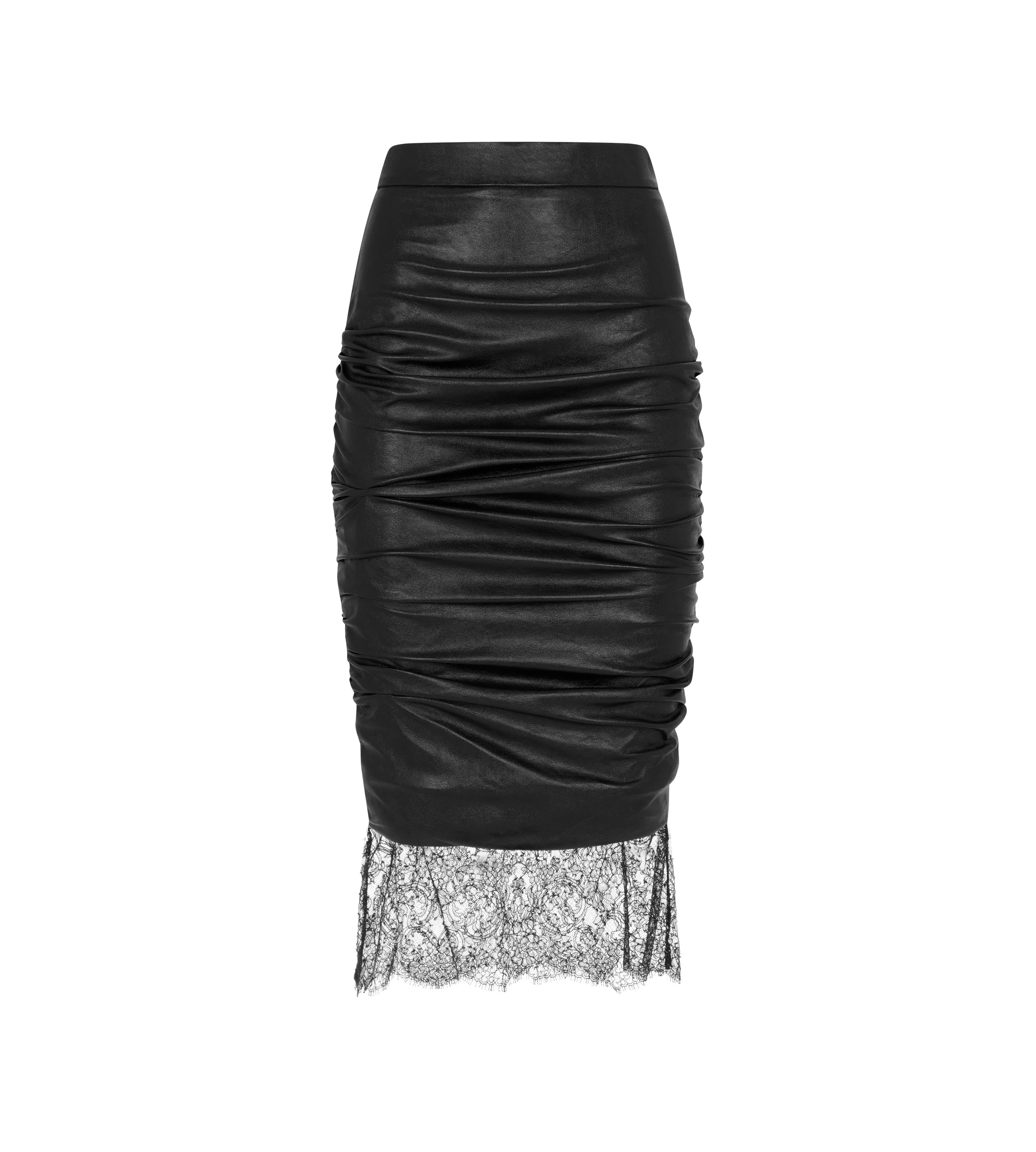 TOM FORD FAUX LEATHER RUCHED SKIRT BLACK^WOMEN Skirts