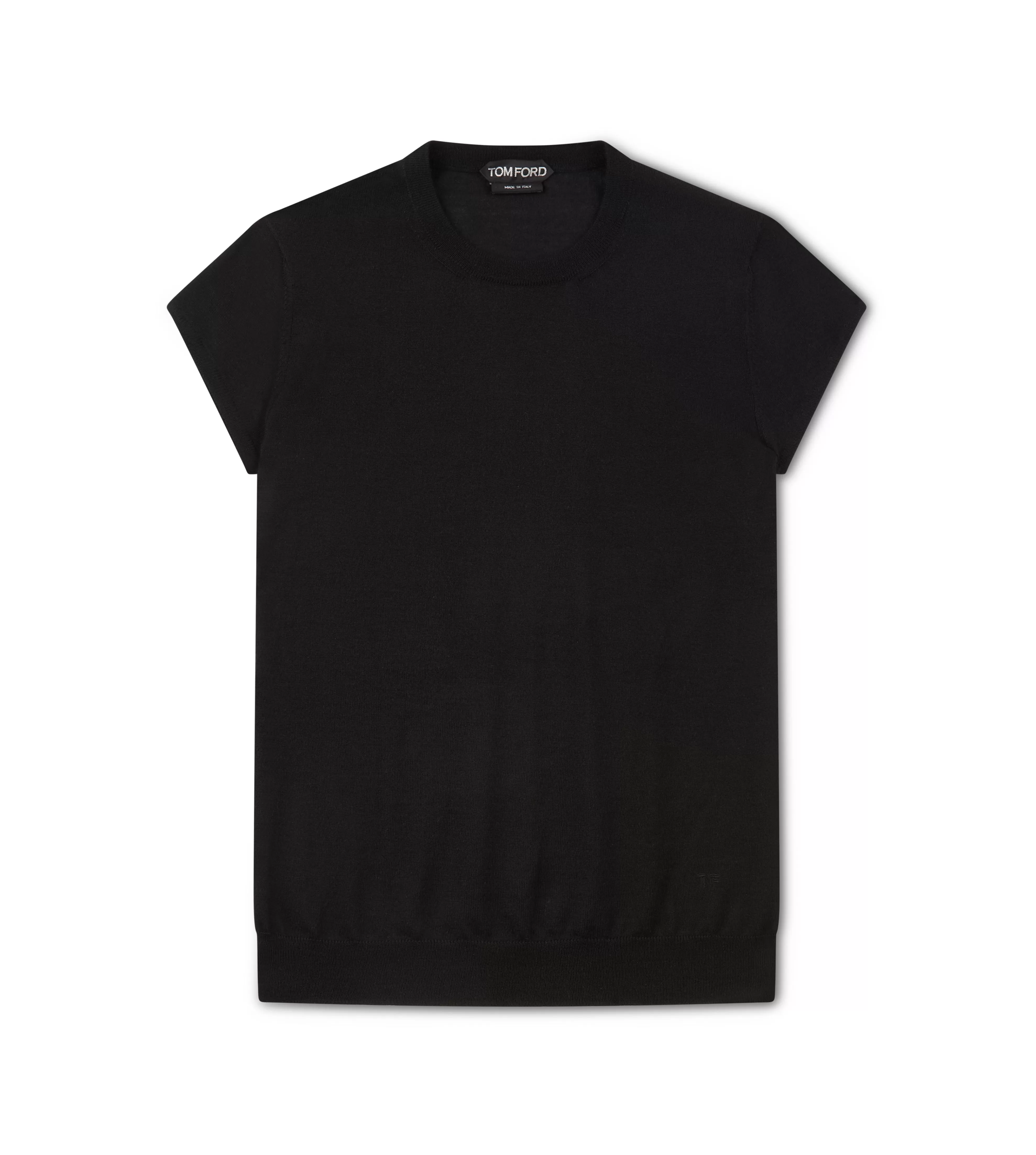 TOM FORD FINE CASHMERE SILK FITTED T-SHIRT BLACK^WOMEN Knitwear