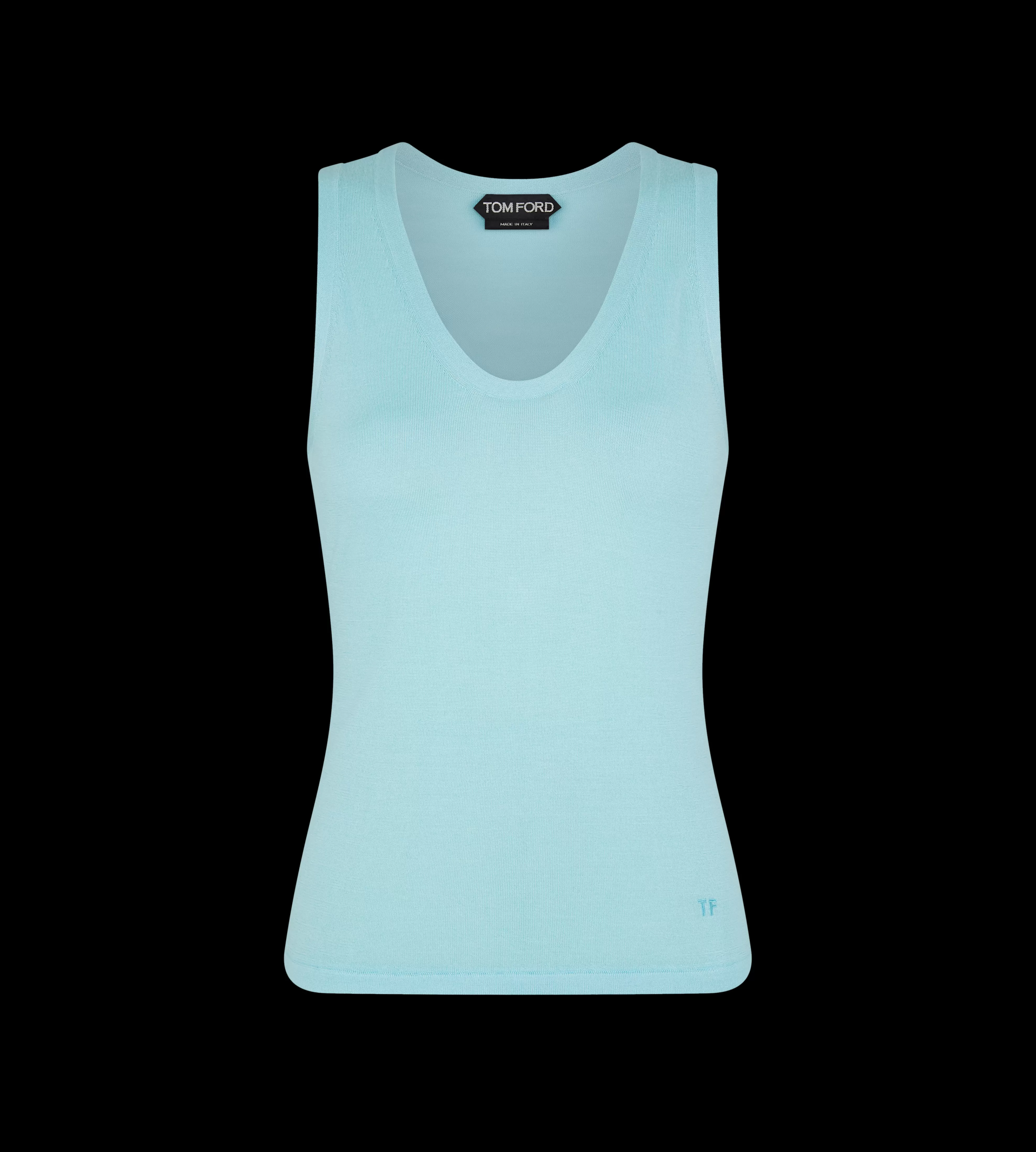 TOM FORD FINE CASHMERE SILK KNIT TANK TOP SEA ANGEL^WOMEN | WOMEN | WOMEN Knitwear | Tops | SPRING 24