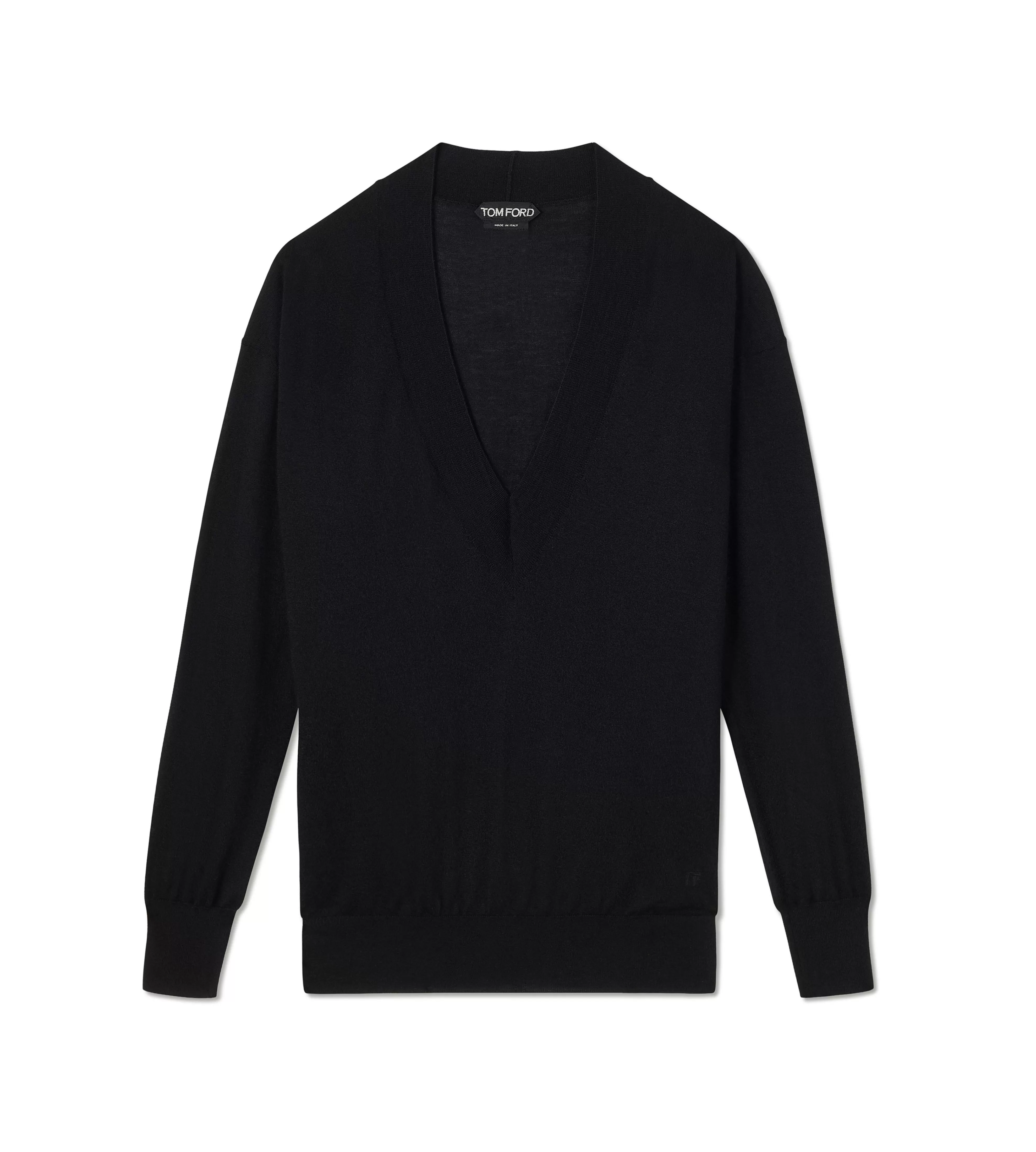 TOM FORD FINE CASHMERE SILK V-NECK SWEATER BLACK^WOMEN Knitwear