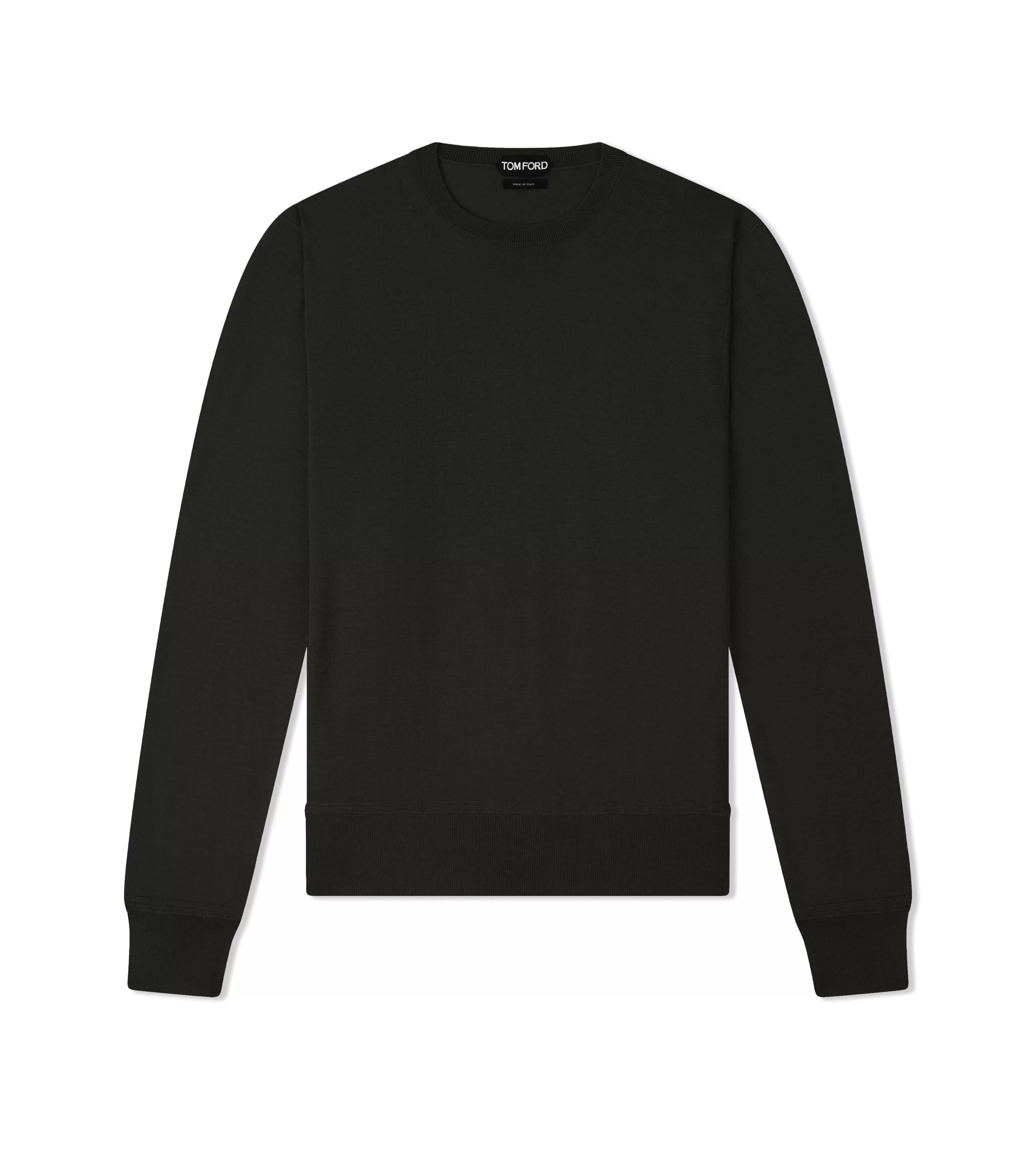 TOM FORD FINE GAUGE CASHMERE SILK CREW NECK BLACK^MEN Knitwear