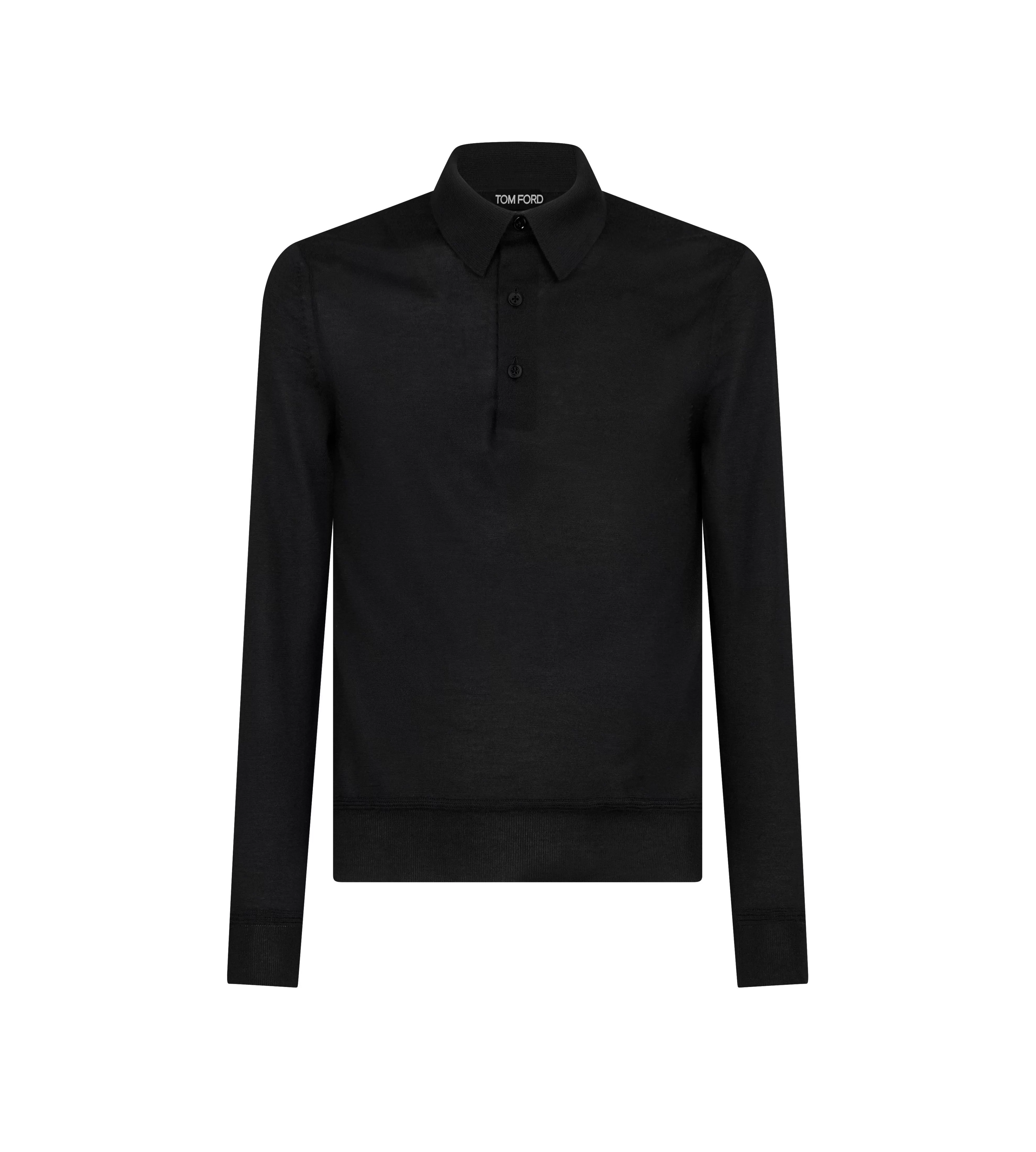 TOM FORD FINE GAUGE CASHMERE SILK POLO BLACK^MEN Knitwear