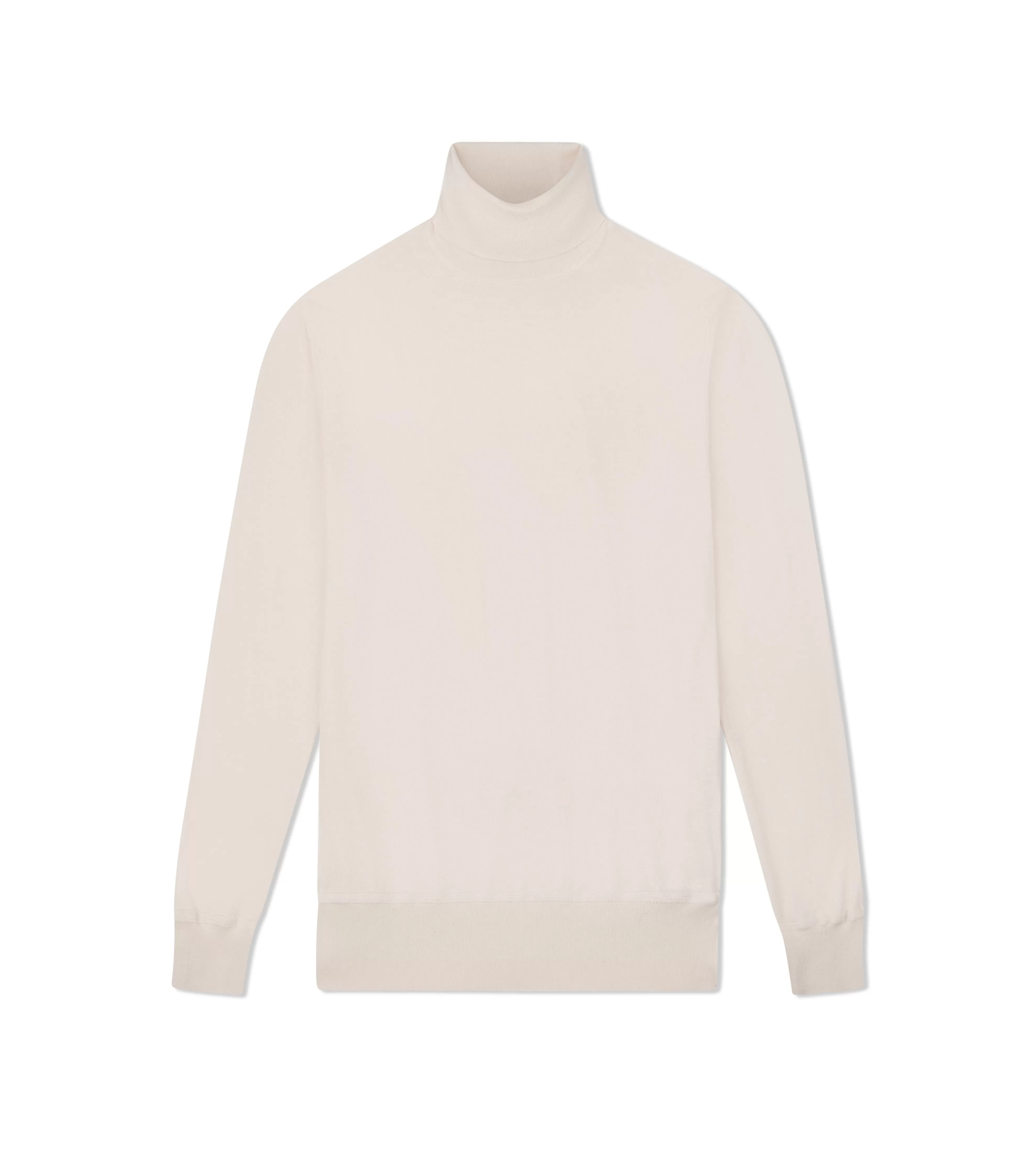 TOM FORD FINE GAUGE CASHMERE SILK ROLL NECK IVORY^MEN Knitwear