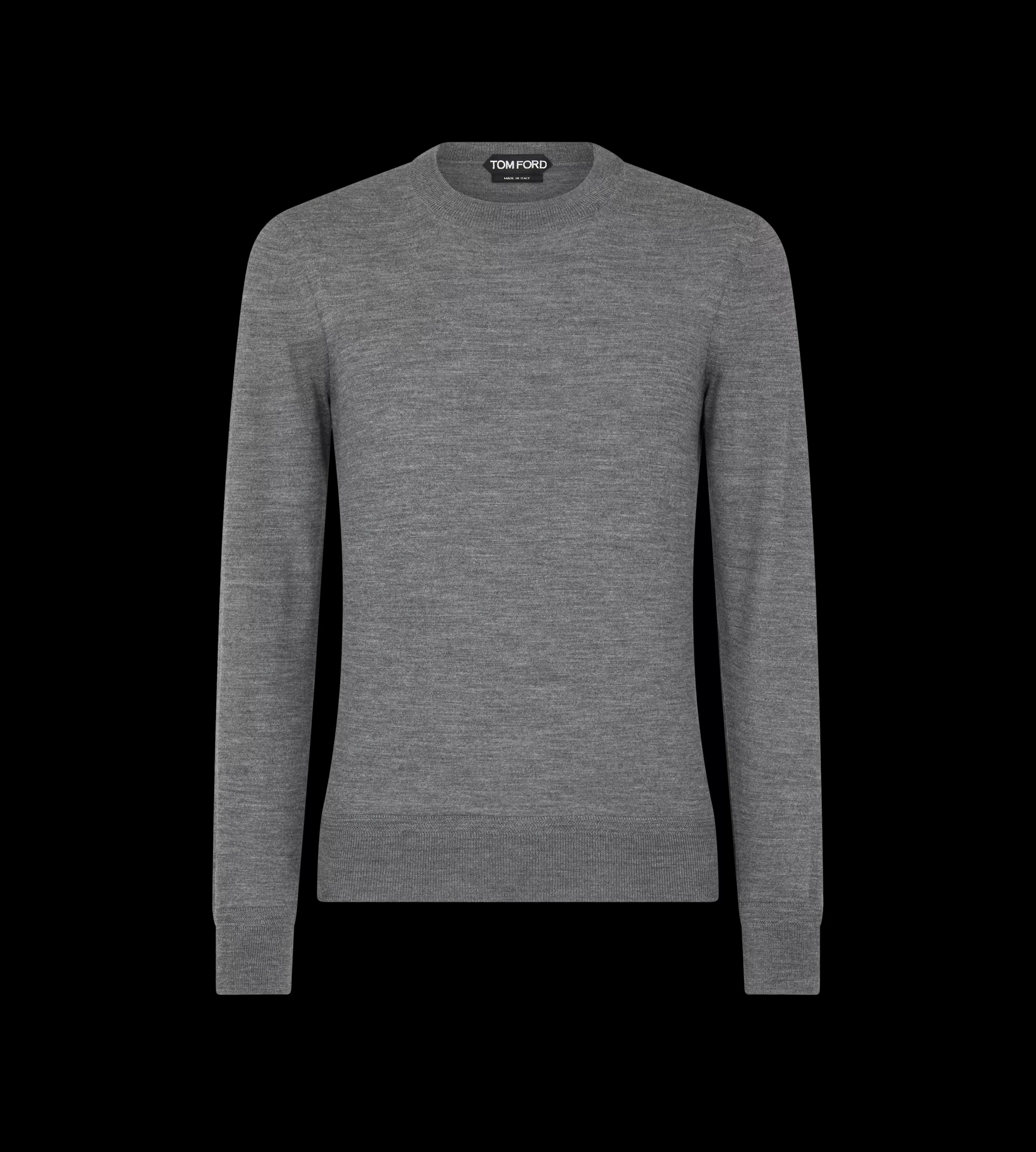 TOM FORD FINE GAUGE MERINO CREW NECK CHARCOAL^MEN Knitwear