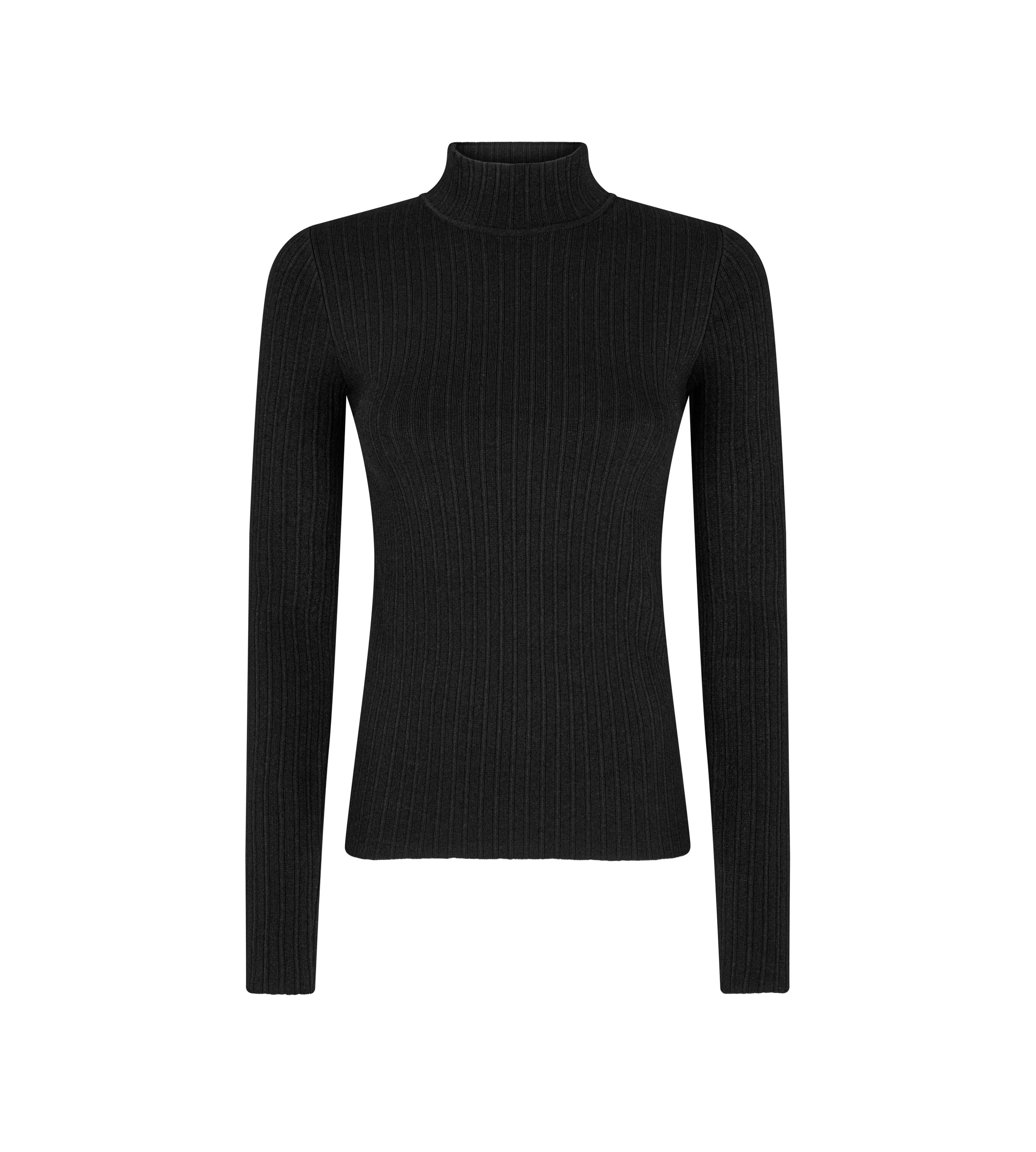 TOM FORD FINE SILK RIB MOCK NECK TOP BLACK^WOMEN | WOMEN Knitwear | Tops