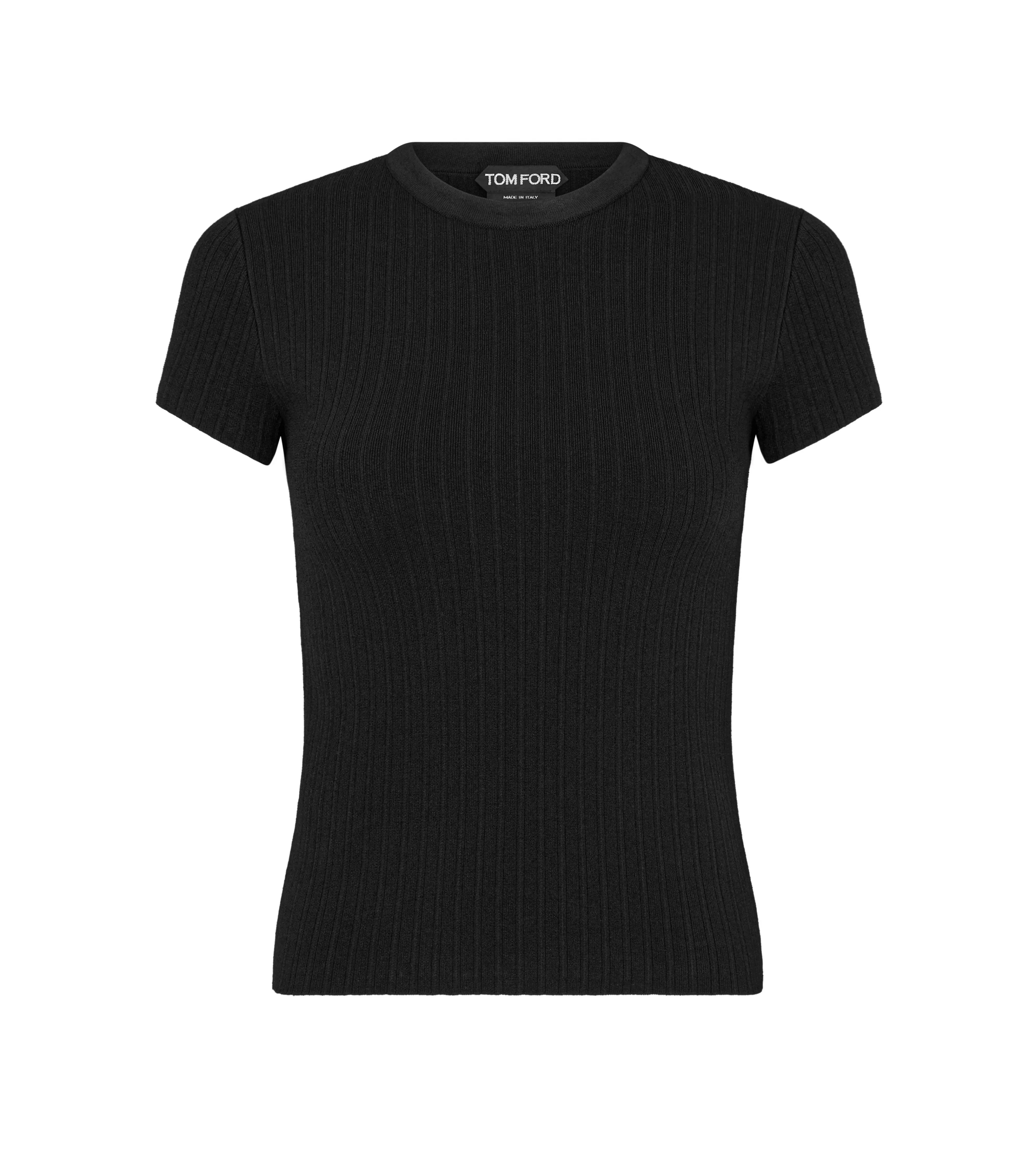 TOM FORD FINE SILK RIB T-SHIRT BLACK^WOMEN Tops