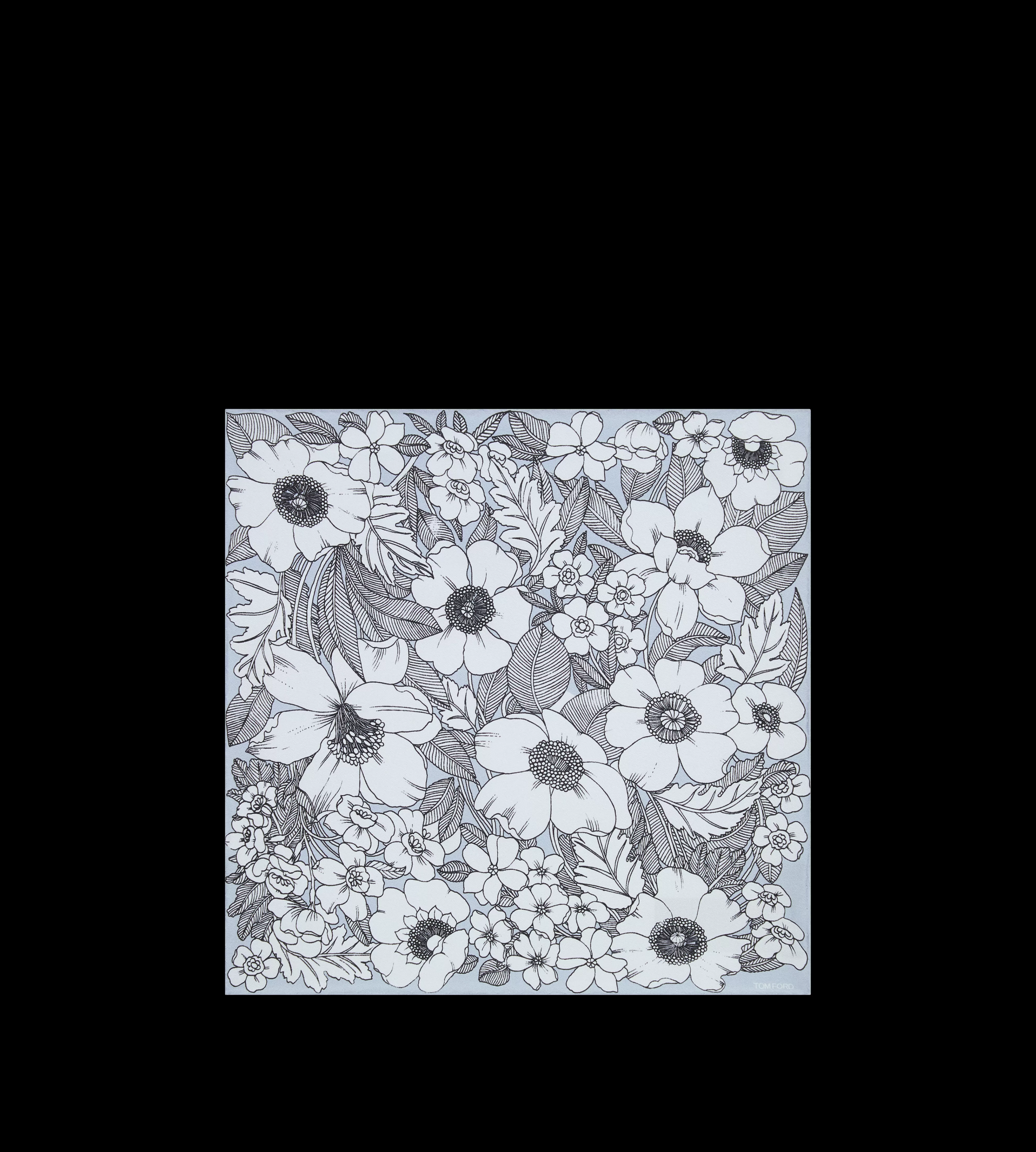 TOM FORD FLORAL POCKET SQUARE DUSTY BLUE^MEN SPRING 24