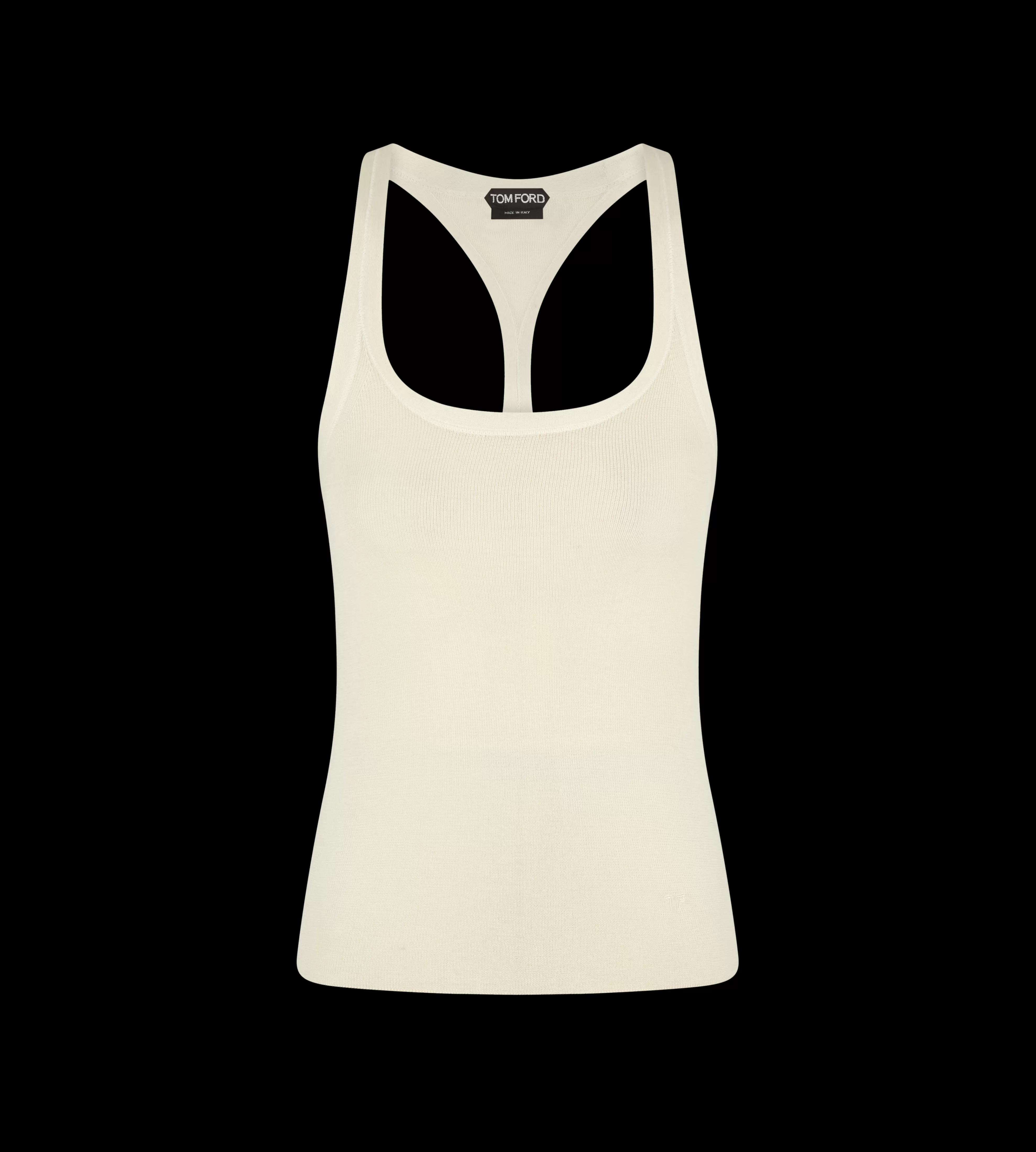 TOM FORD FULL NEEDLE FINE CASHMERE SILK  KNIT TANK TOP ECRU^WOMEN SPRING 24