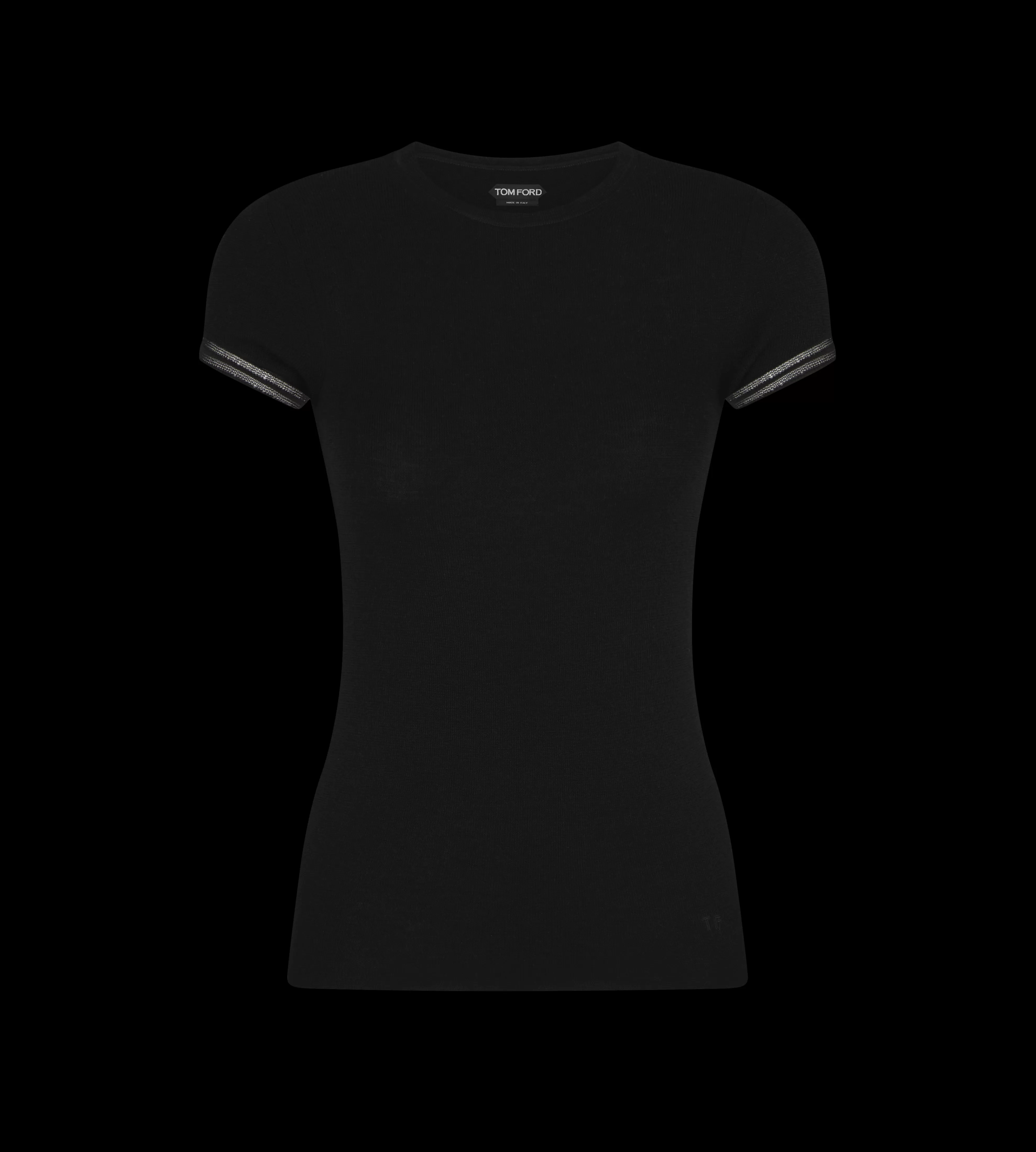 TOM FORD FULL NEEDLE FINE CASHMERE SILK KNIT T-SHIRT BLACK^WOMEN SPRING 24