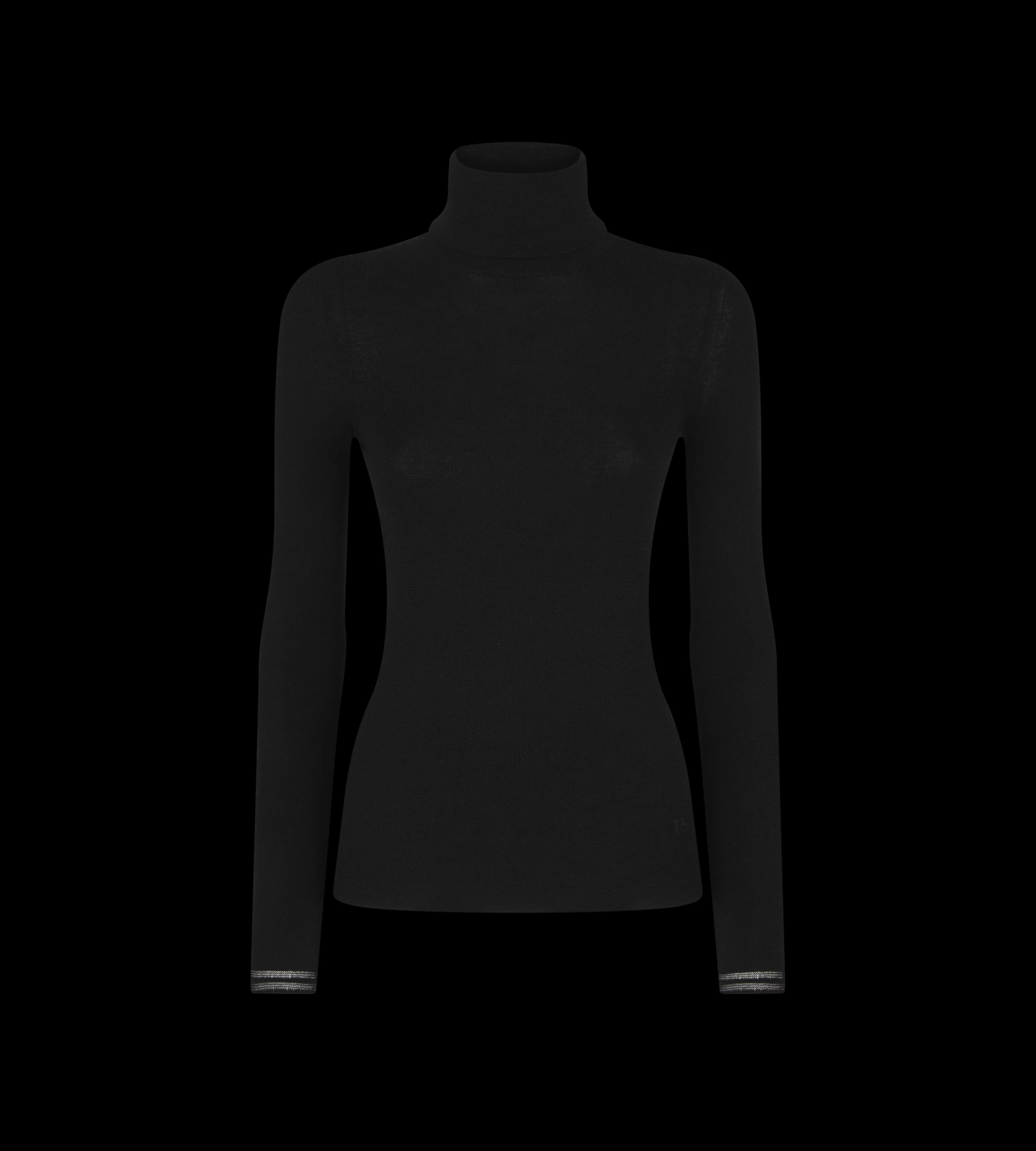 TOM FORD FULL NEEDLE FINE CASHMERE SILK KNIT TURTLENECK BLACK^WOMEN SPRING 24