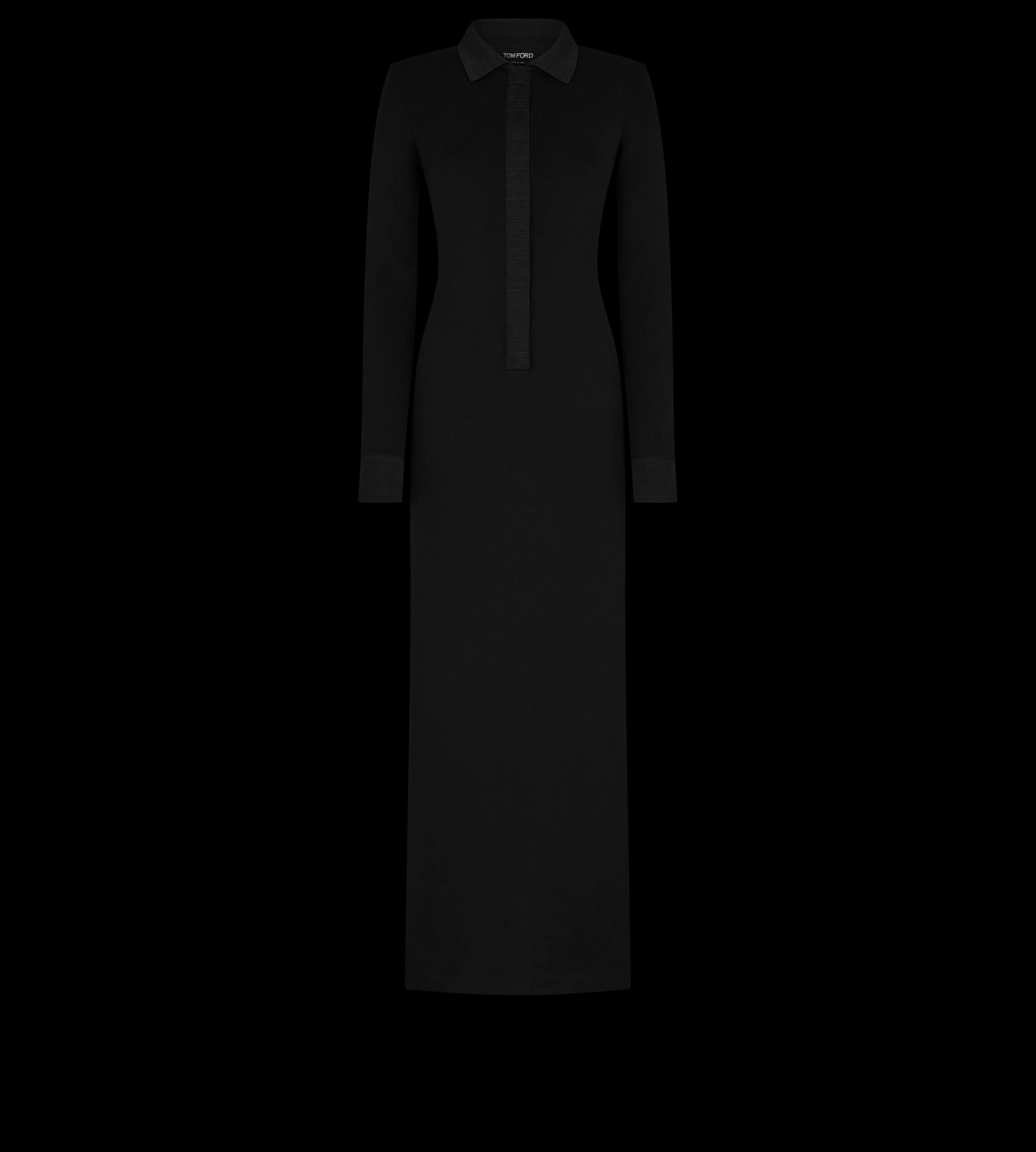 TOM FORD FULL NEEDLE STRETCH WOOL POLO MAXI DRESS BLACK^WOMEN | WOMEN | WOMEN Knitwear | Dresses | SPRING 24