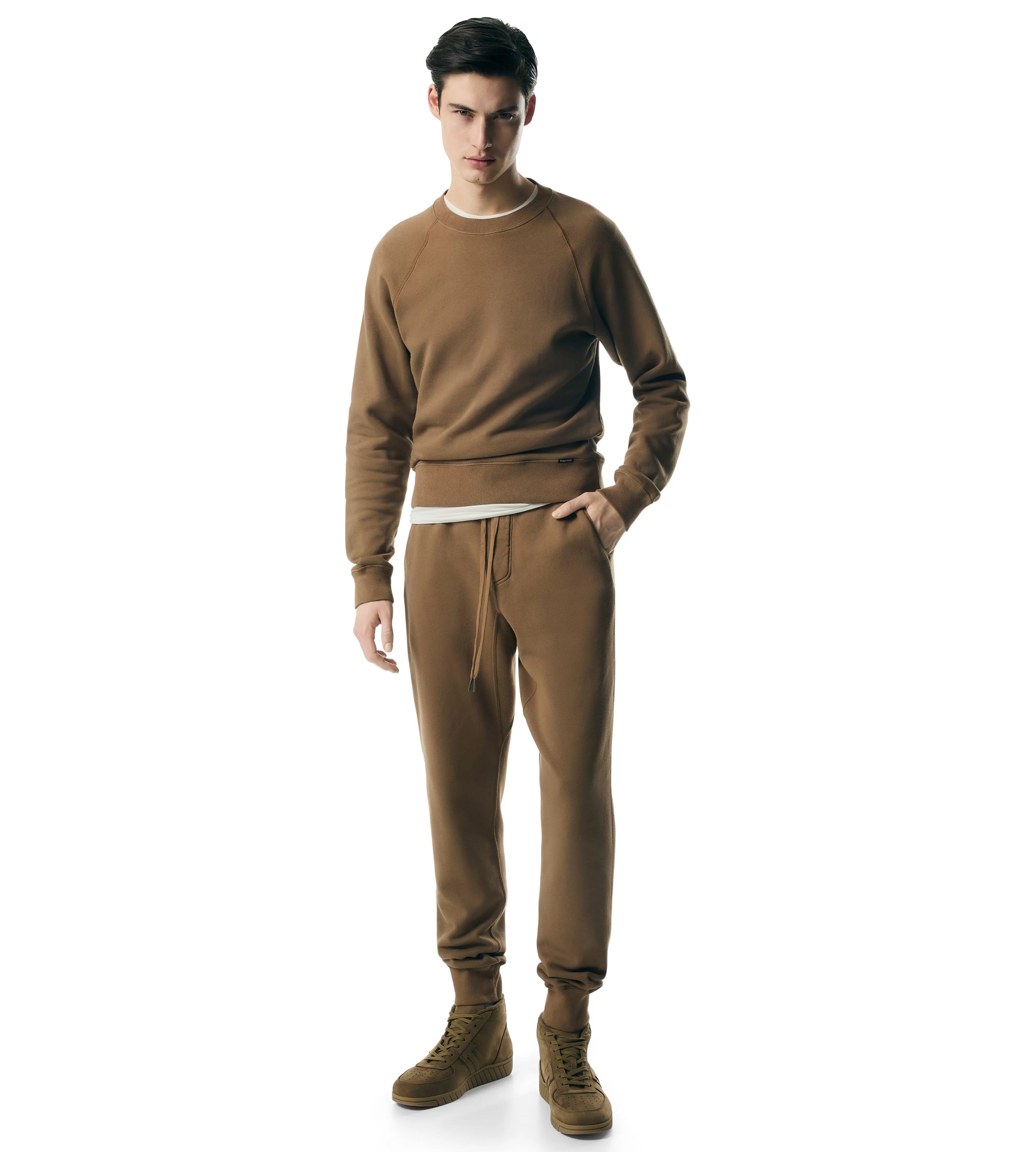 TOM FORD GARMENT DYED SWEATPANTS DARK SAND^MEN Pants & Shorts