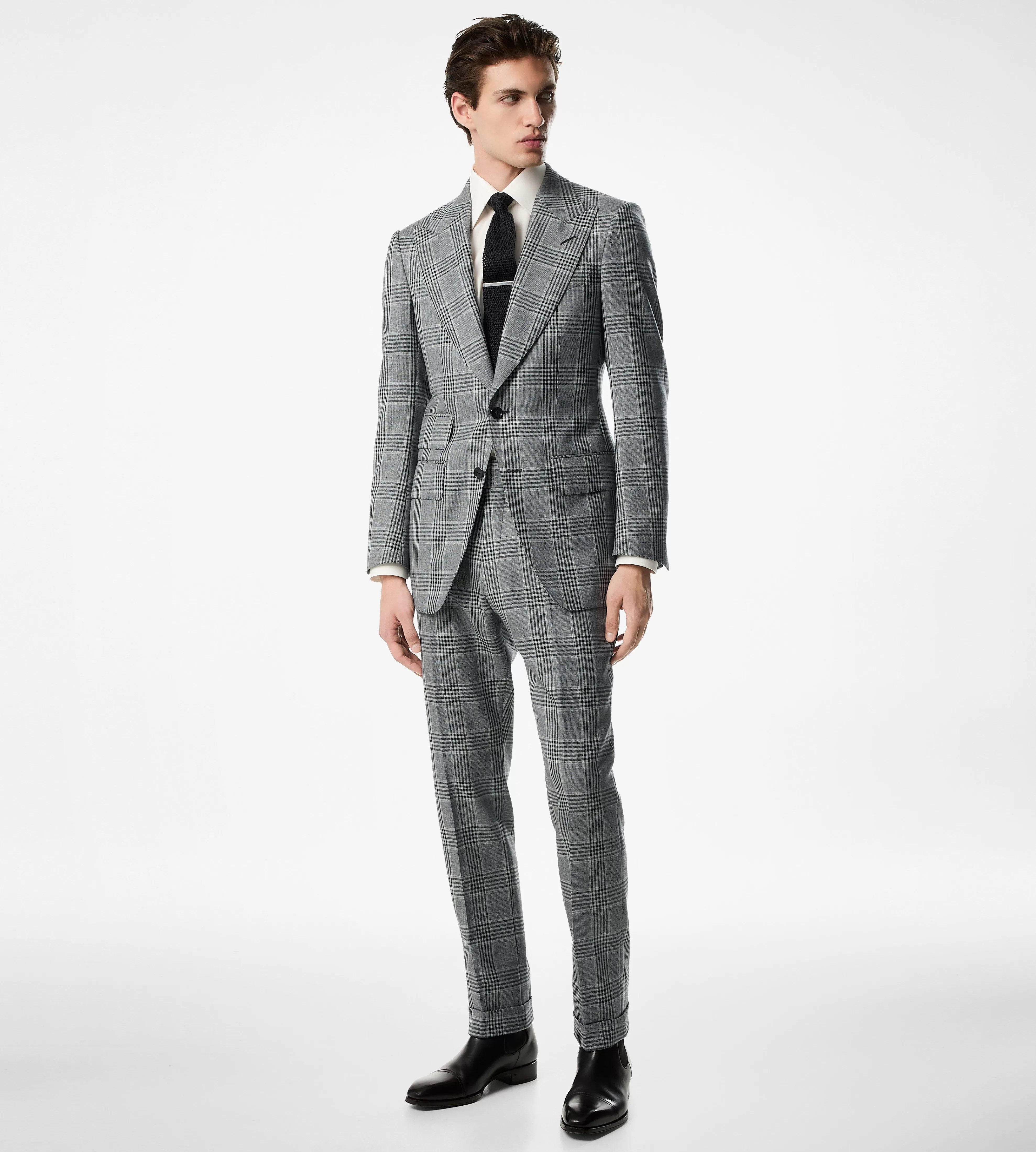 TOM FORD GINGHAM OVERCHECK ATTICUS SUIT COMBO WHITE & BLACK^MEN | MEN Suits | SPRING 24