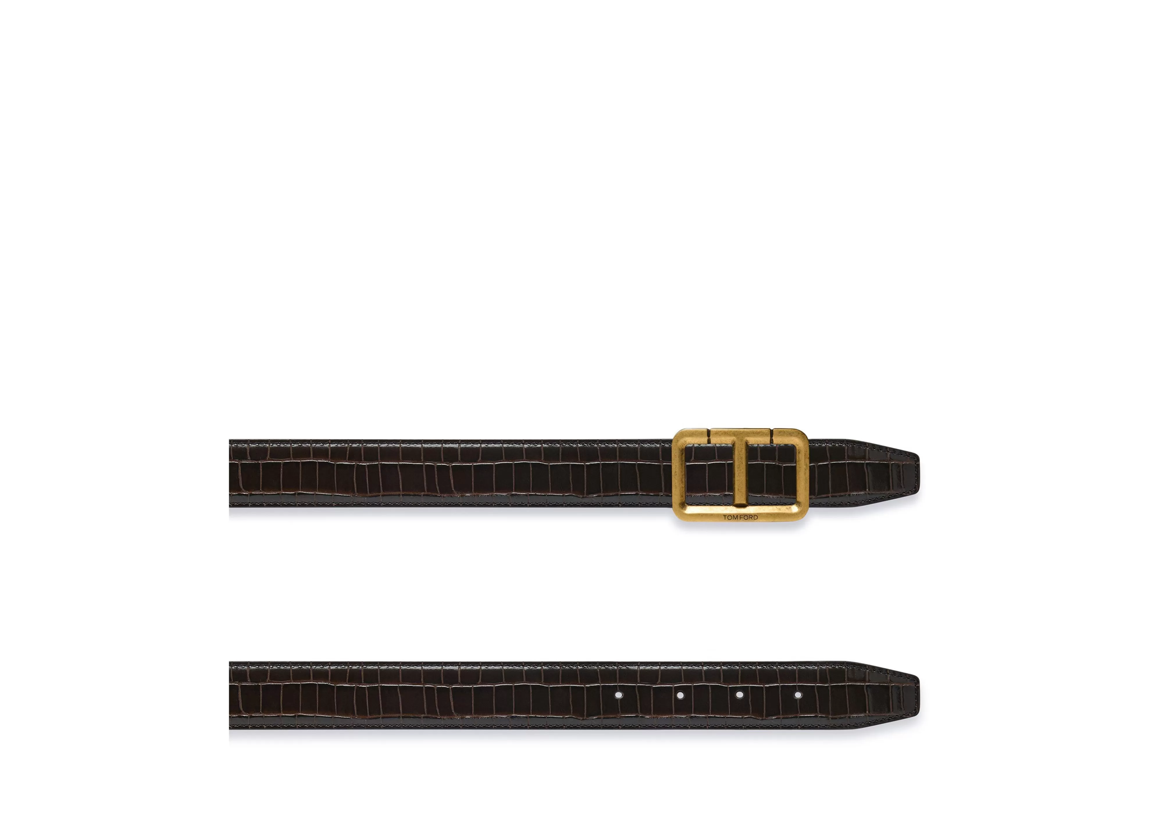 TOM FORD GLOSSY PRINTED CROC SCORED T BELT ^MEN Belts