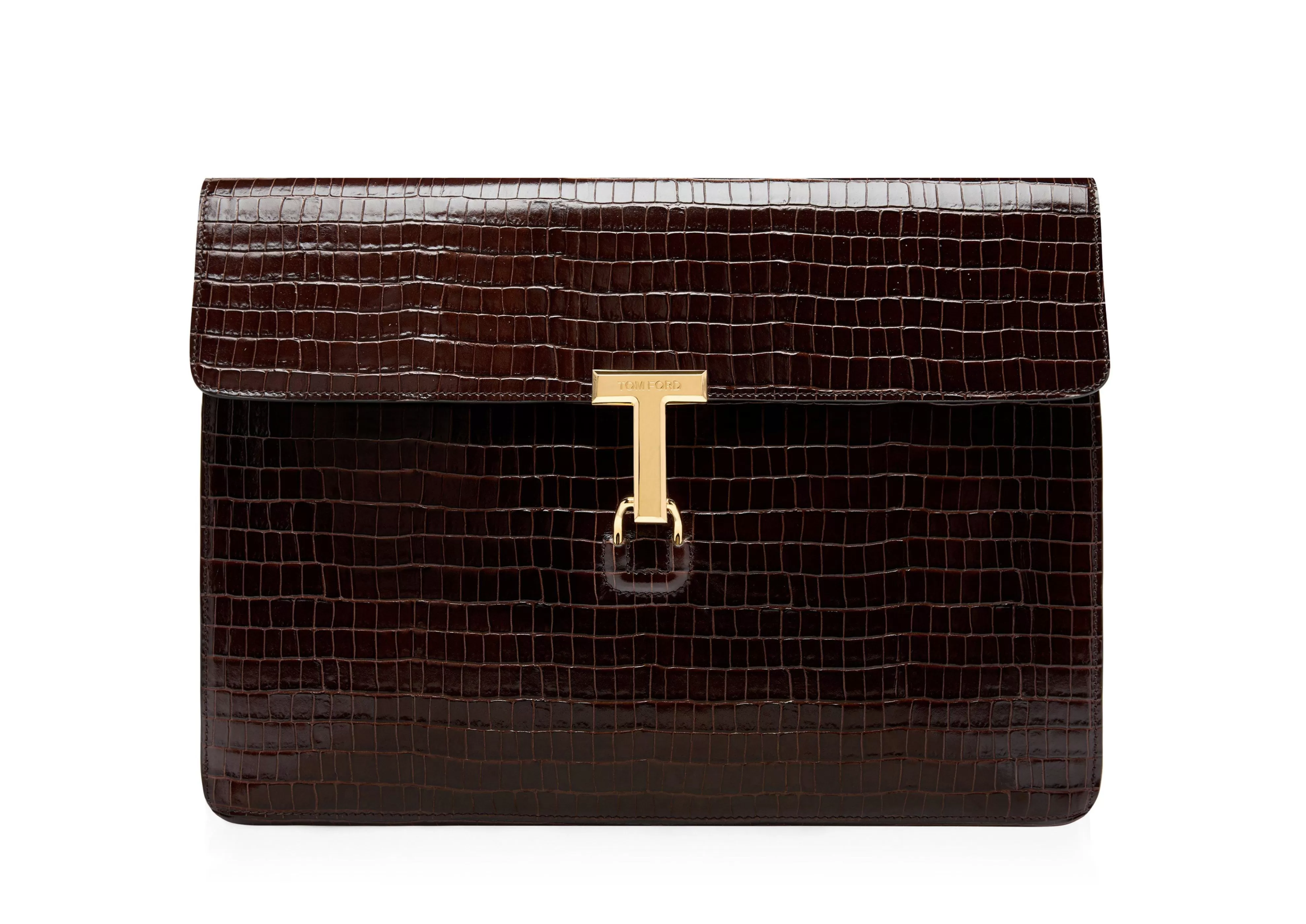 TOM FORD GLOSSY PRINTED CROC T PIN PORTFOLIO ^MEN Briefcases