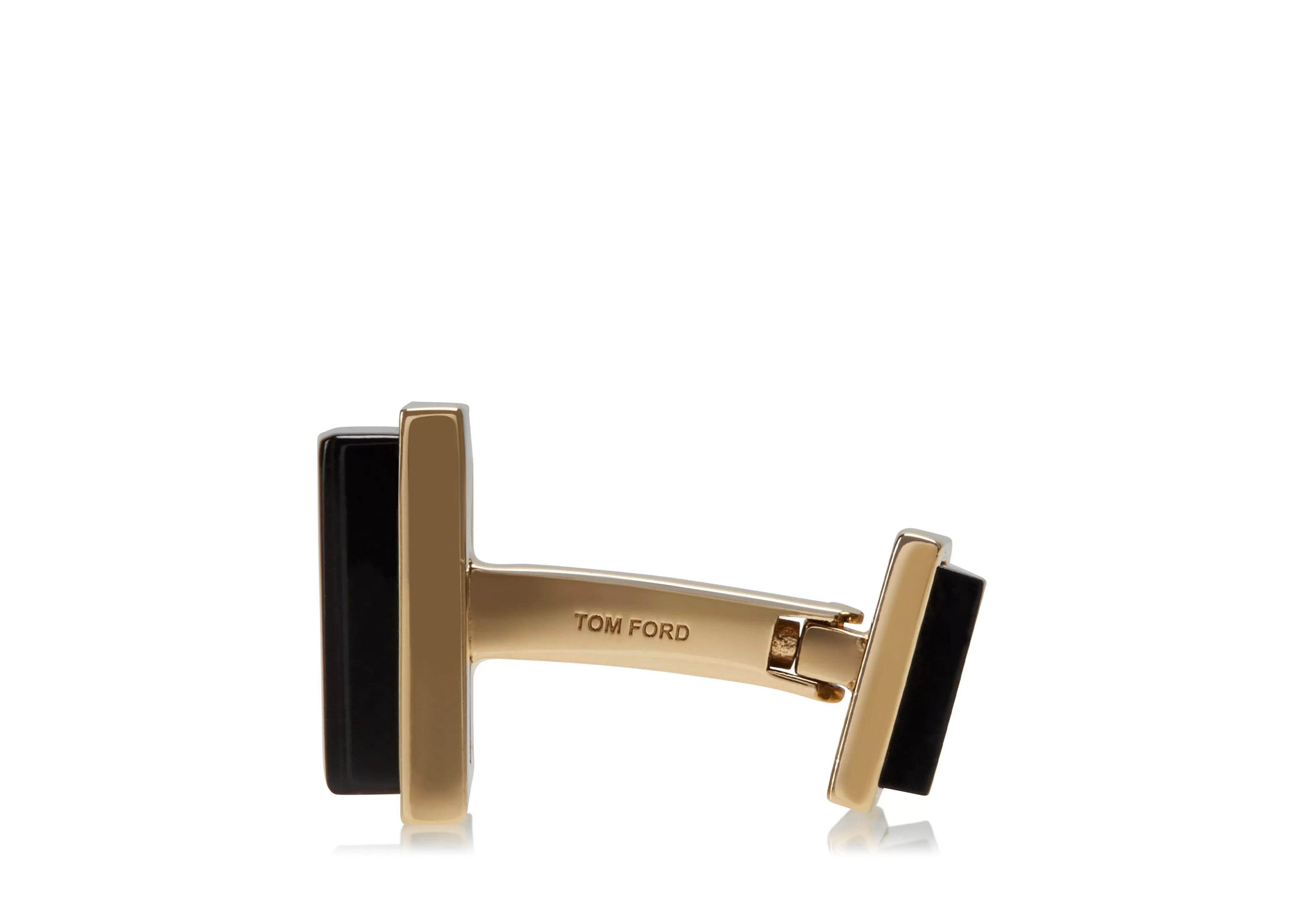 TOM FORD GOLD AND ONYX SQUARE CUFFLINKS GOLD/ONYX^MEN Jewelry