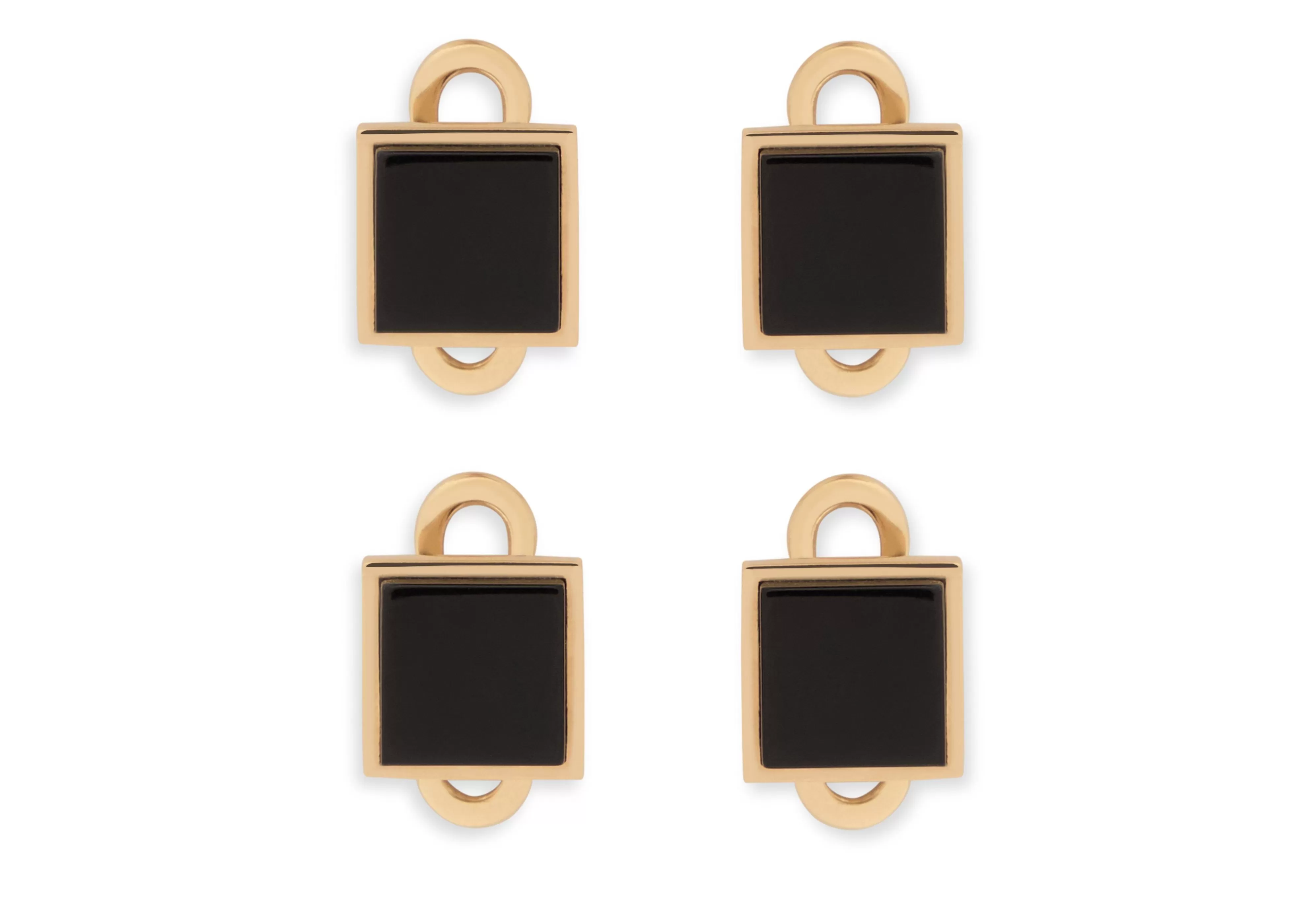 TOM FORD GOLD AND ONYX SQUARE STUDS GOLD/ONYX^MEN Jewelry