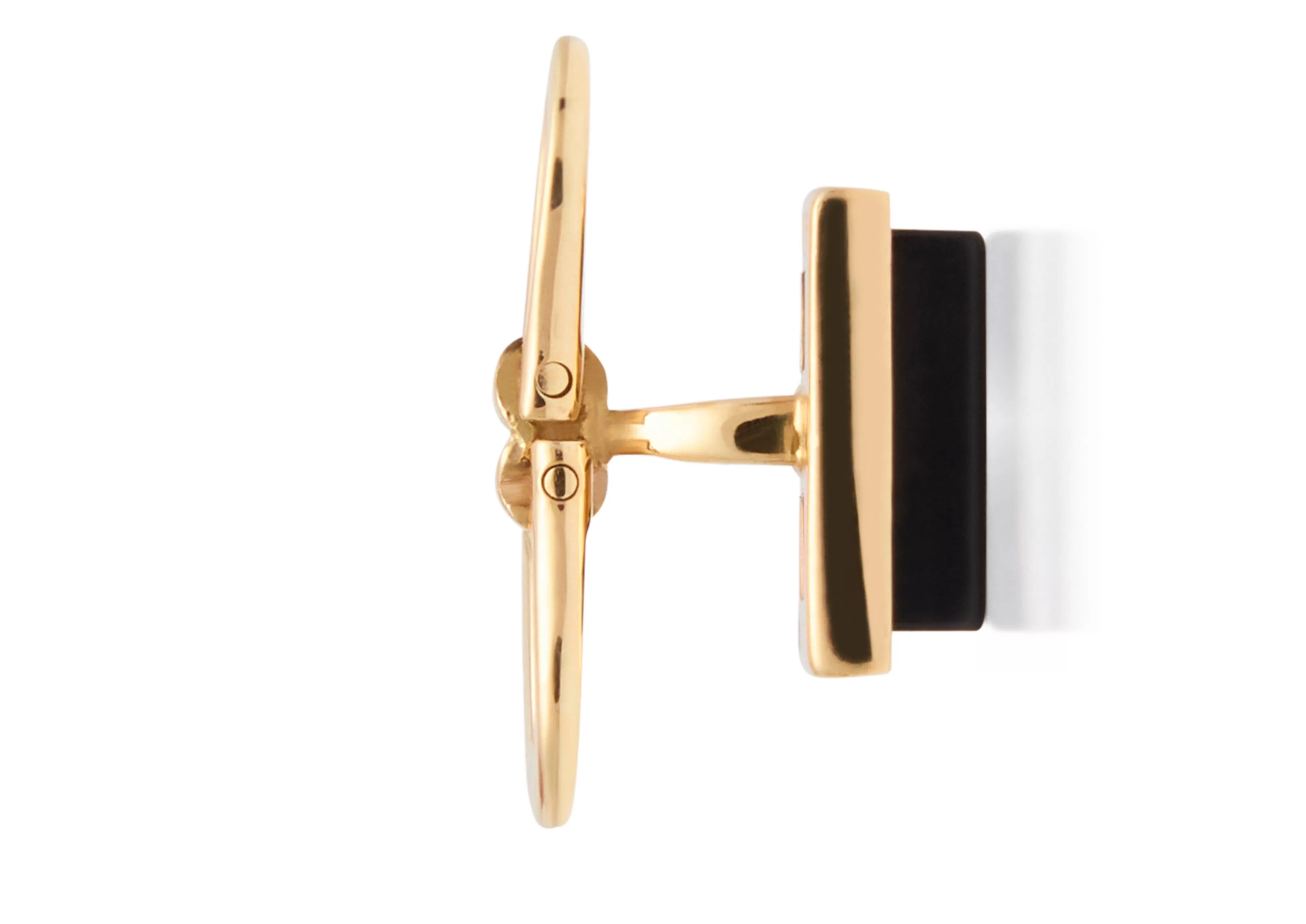 TOM FORD GOLD AND ONYX SQUARE STUDS GOLD/ONYX^MEN Jewelry