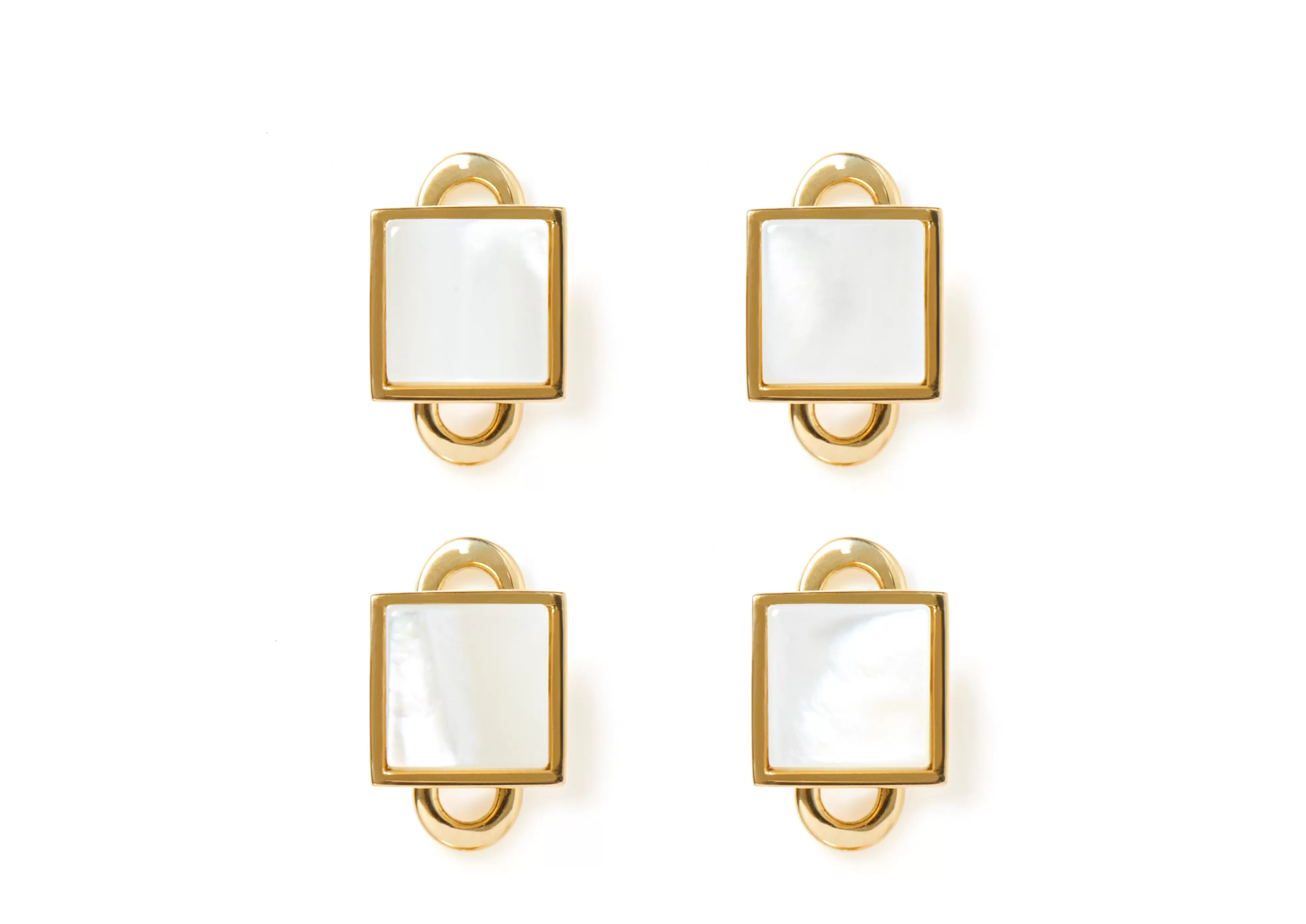 TOM FORD GOLD AND PEARL SQUARE STUDS GOLD/PEARL^MEN Jewelry