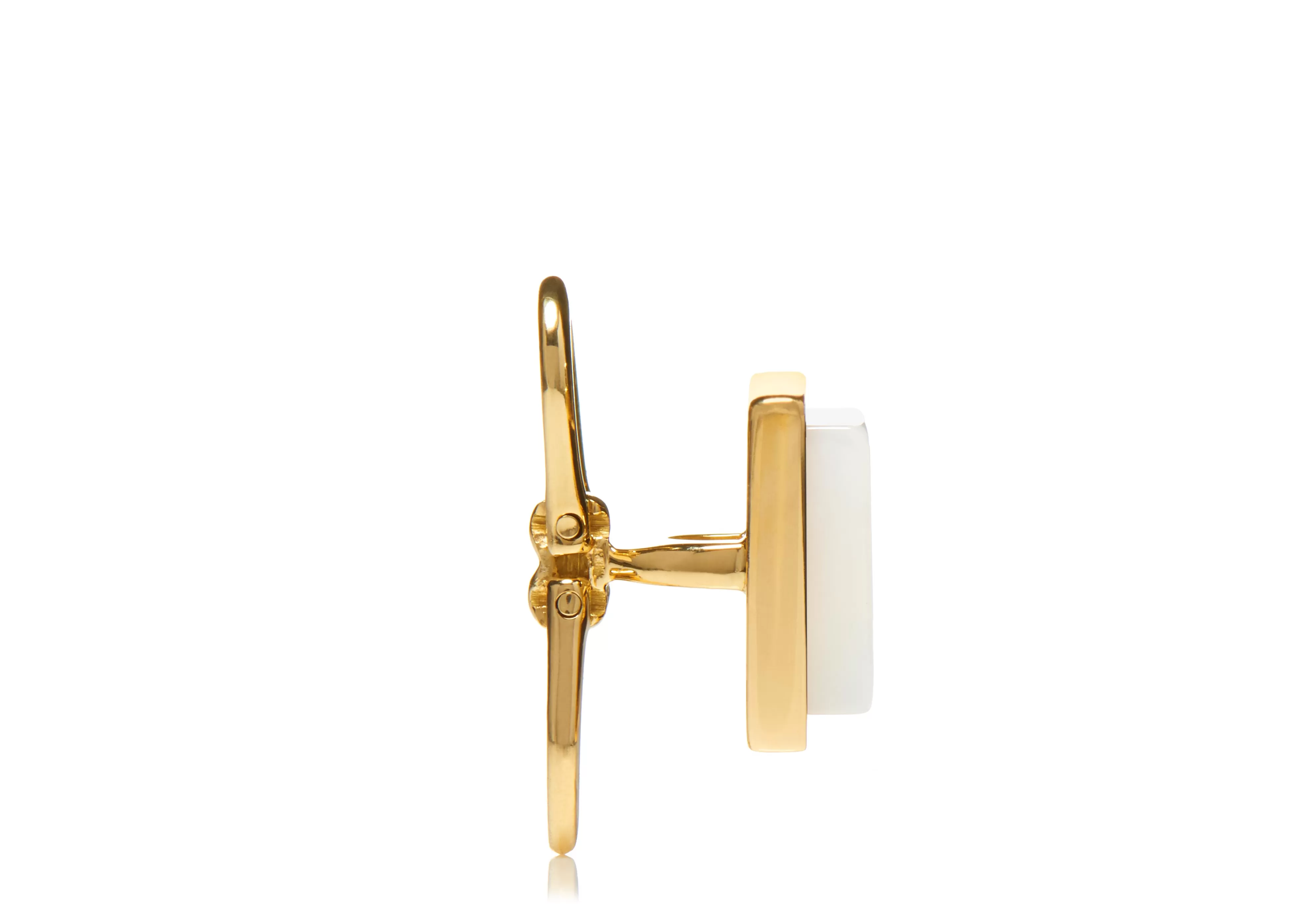 TOM FORD GOLD AND PEARL SQUARE STUDS GOLD/PEARL^MEN Jewelry