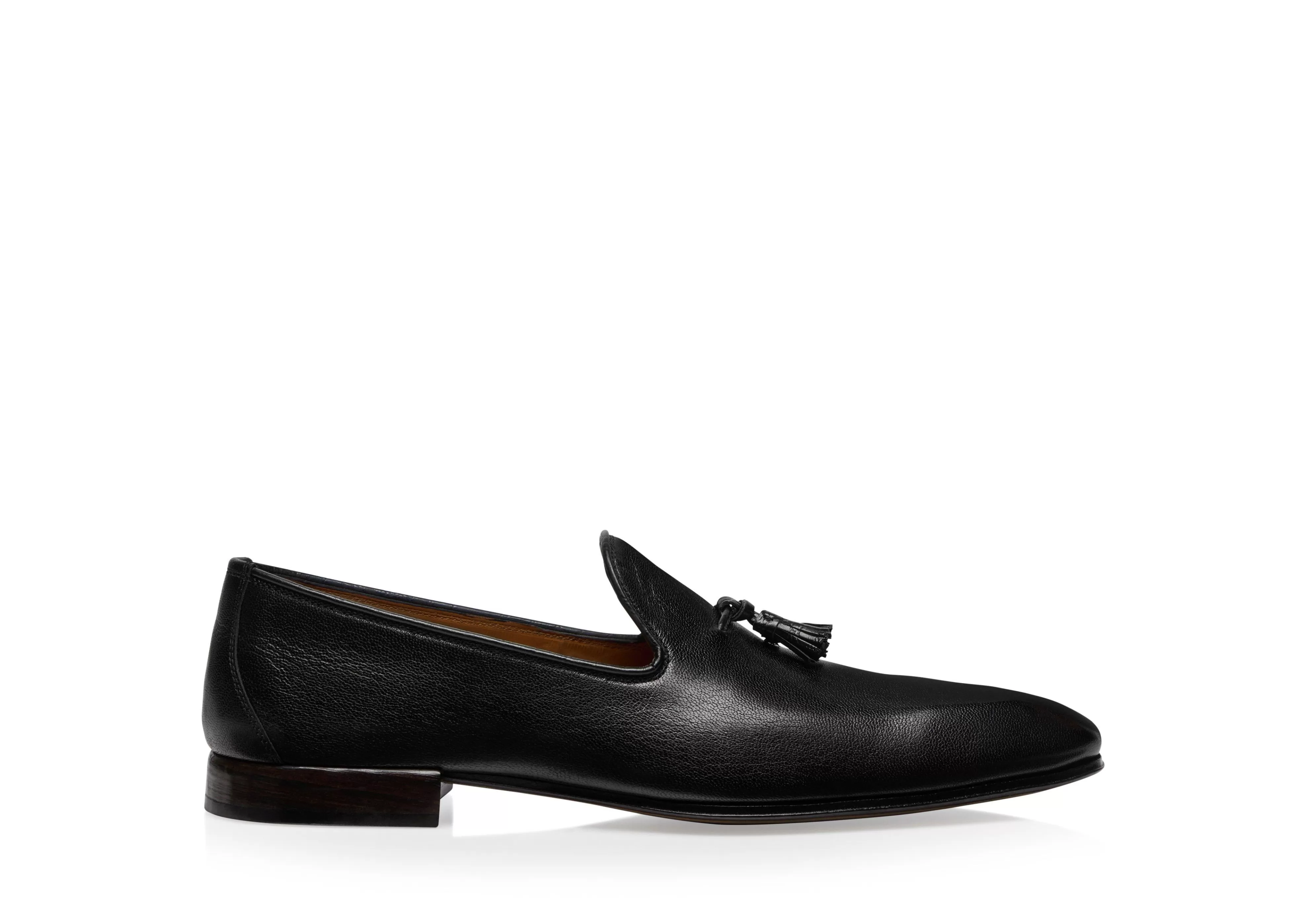 TOM FORD GRAIN LEATHER BAILEY TASSEL SLIPPER BLACK^MEN Loafers