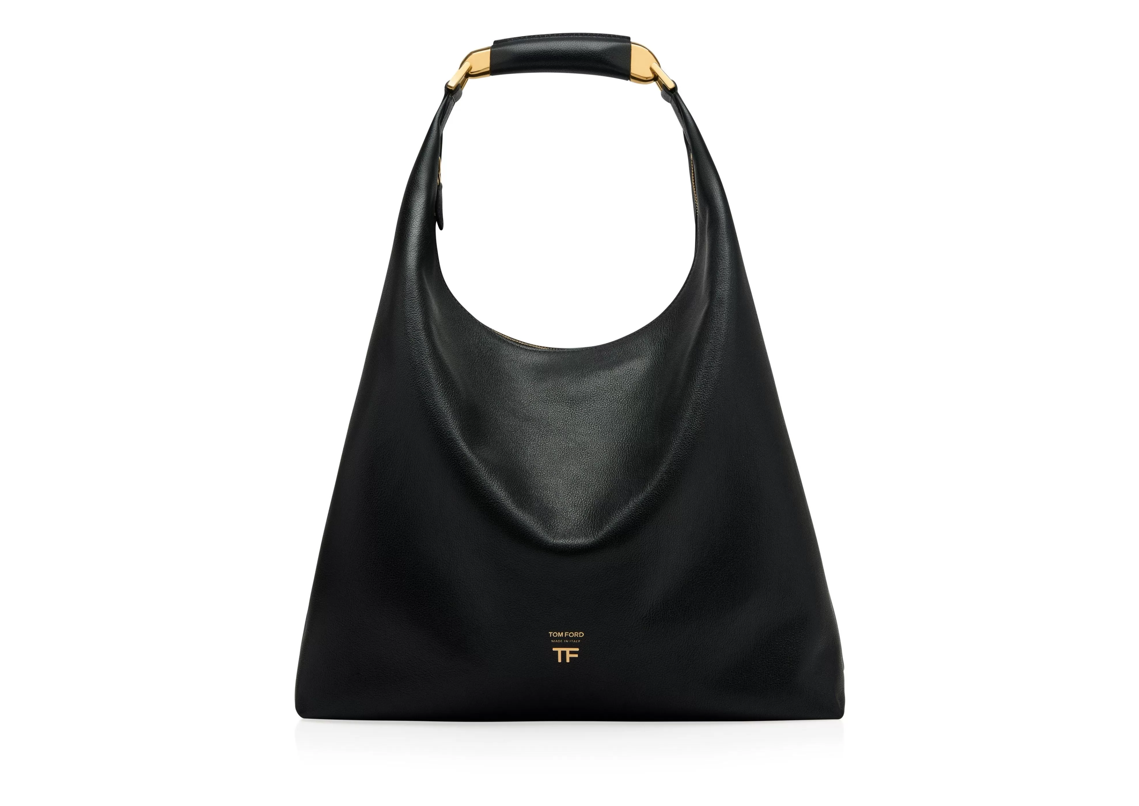 TOM FORD GRAIN LEATHER BIANCA LARGE HOBO BLACK^WOMEN Shoulder Bags