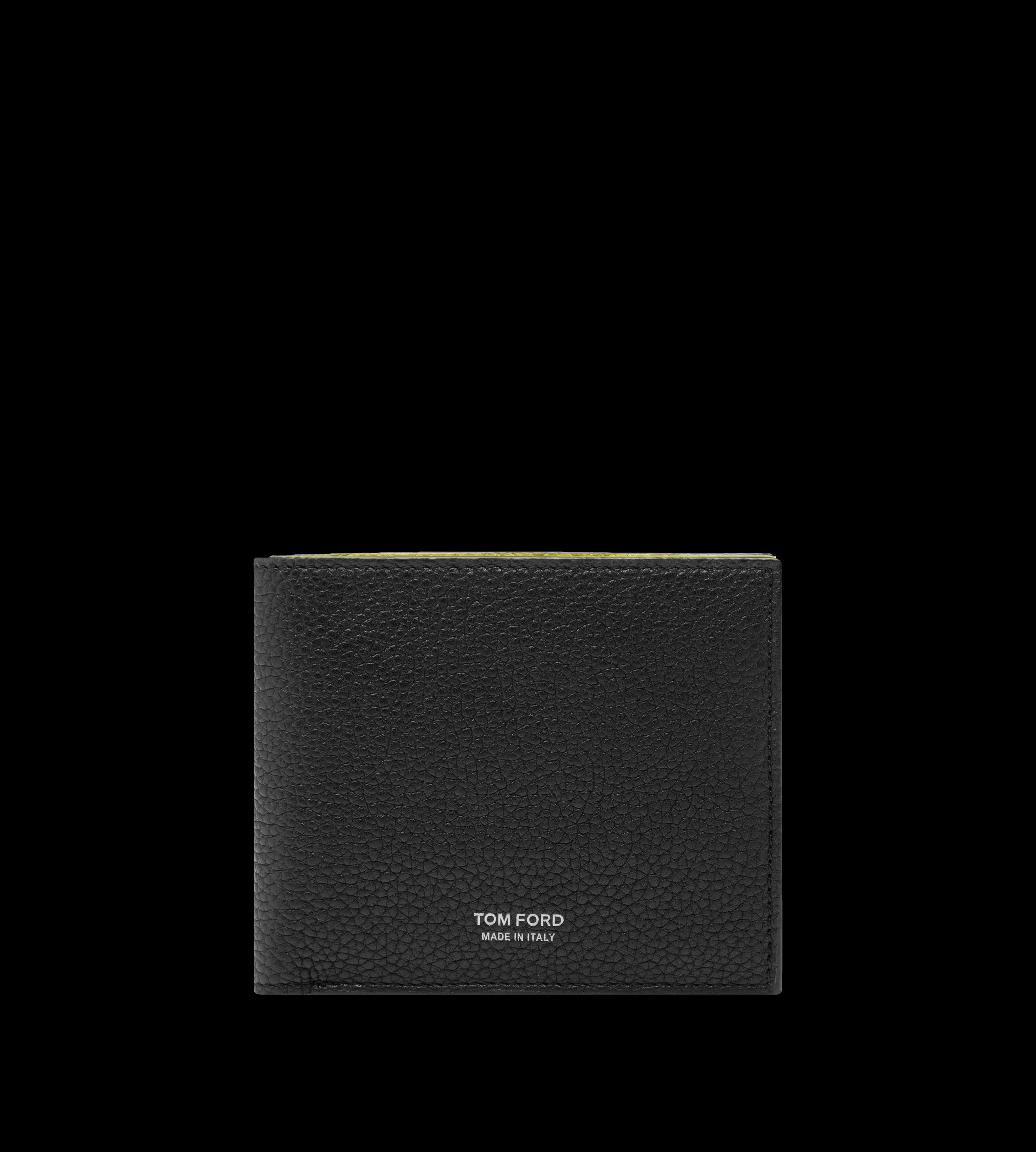 TOM FORD GRAIN LEATHER BIFOLD WALLET BLACK + LIME^MEN | MEN JETSETTER EDIT | SPRING 24