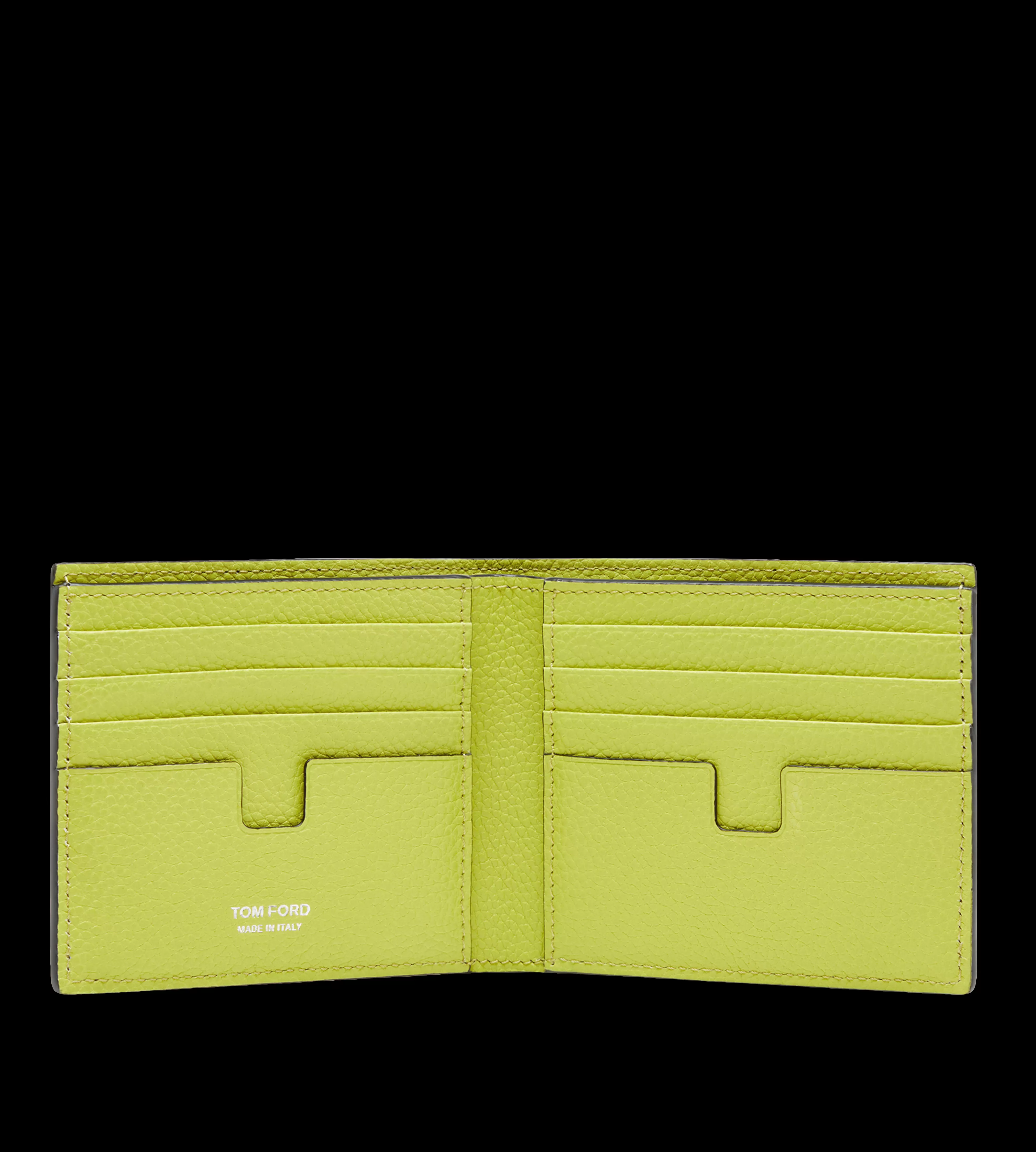 TOM FORD GRAIN LEATHER BIFOLD WALLET BLACK + LIME^MEN | MEN JETSETTER EDIT | SPRING 24