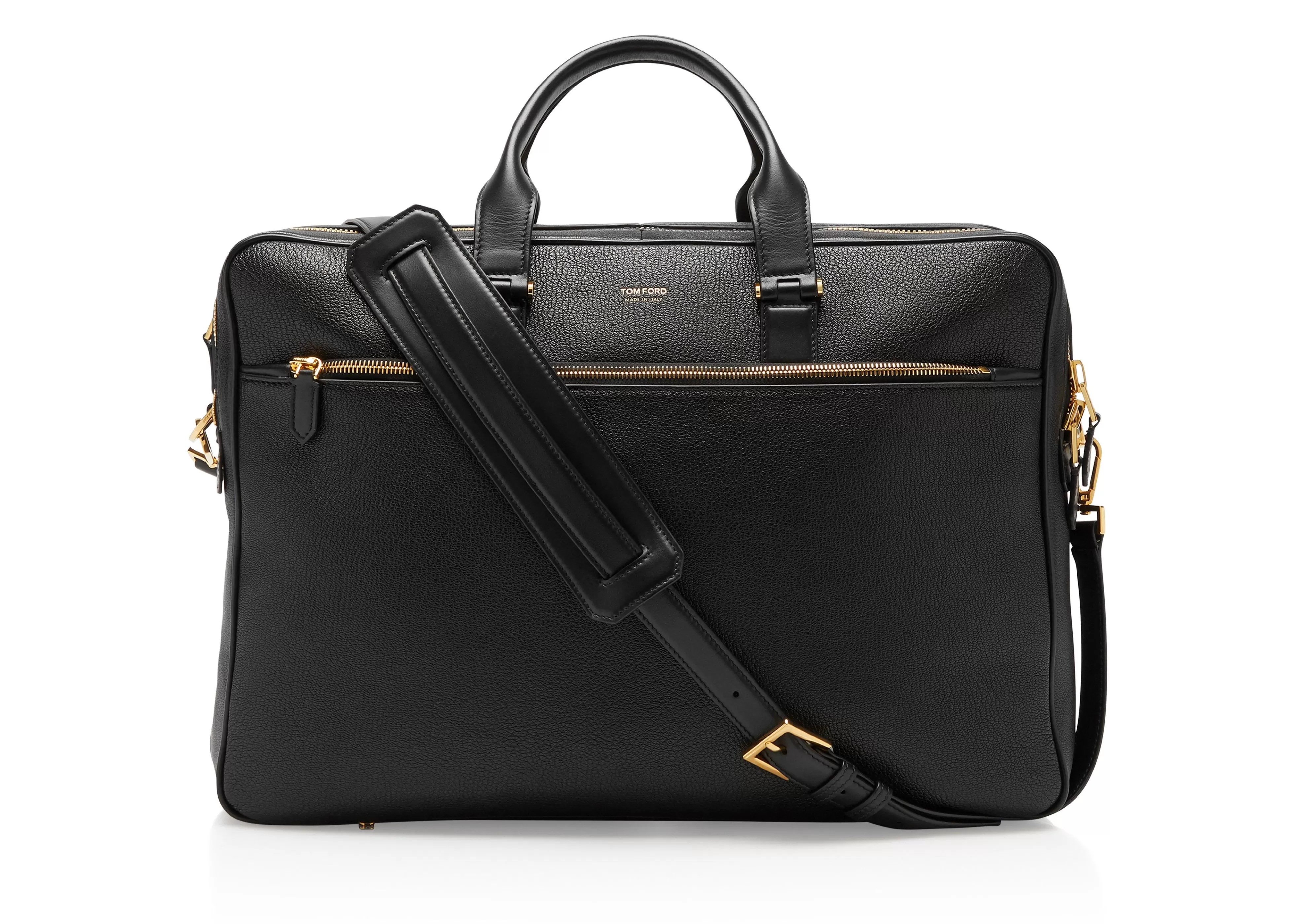 TOM FORD GRAIN LEATHER DOUBLE ZIP BRIEFCASE BLACK^MEN Briefcases