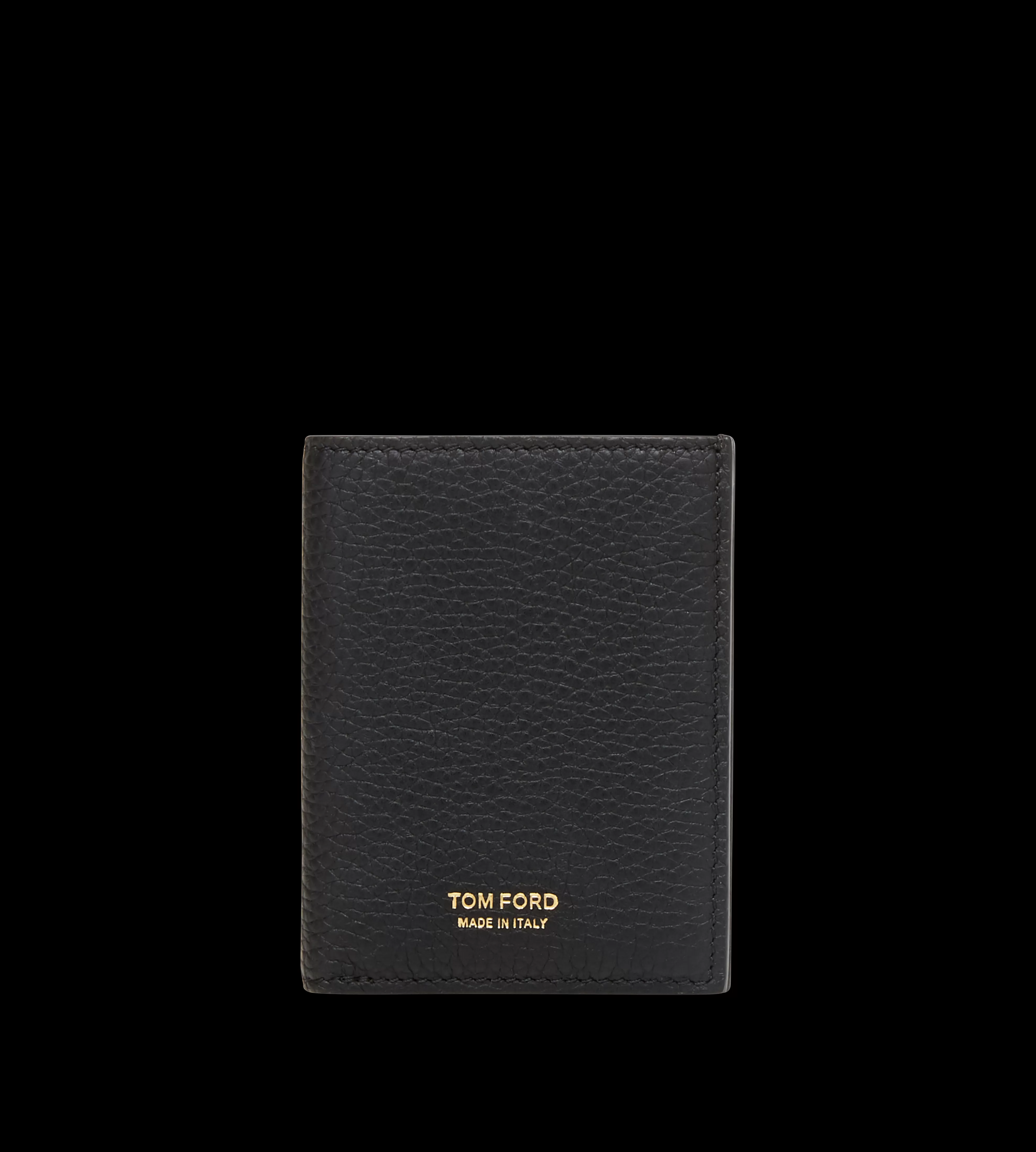 TOM FORD GRAIN LEATHER FOLDING CARDHOLDER BLACK^MEN SPRING 24