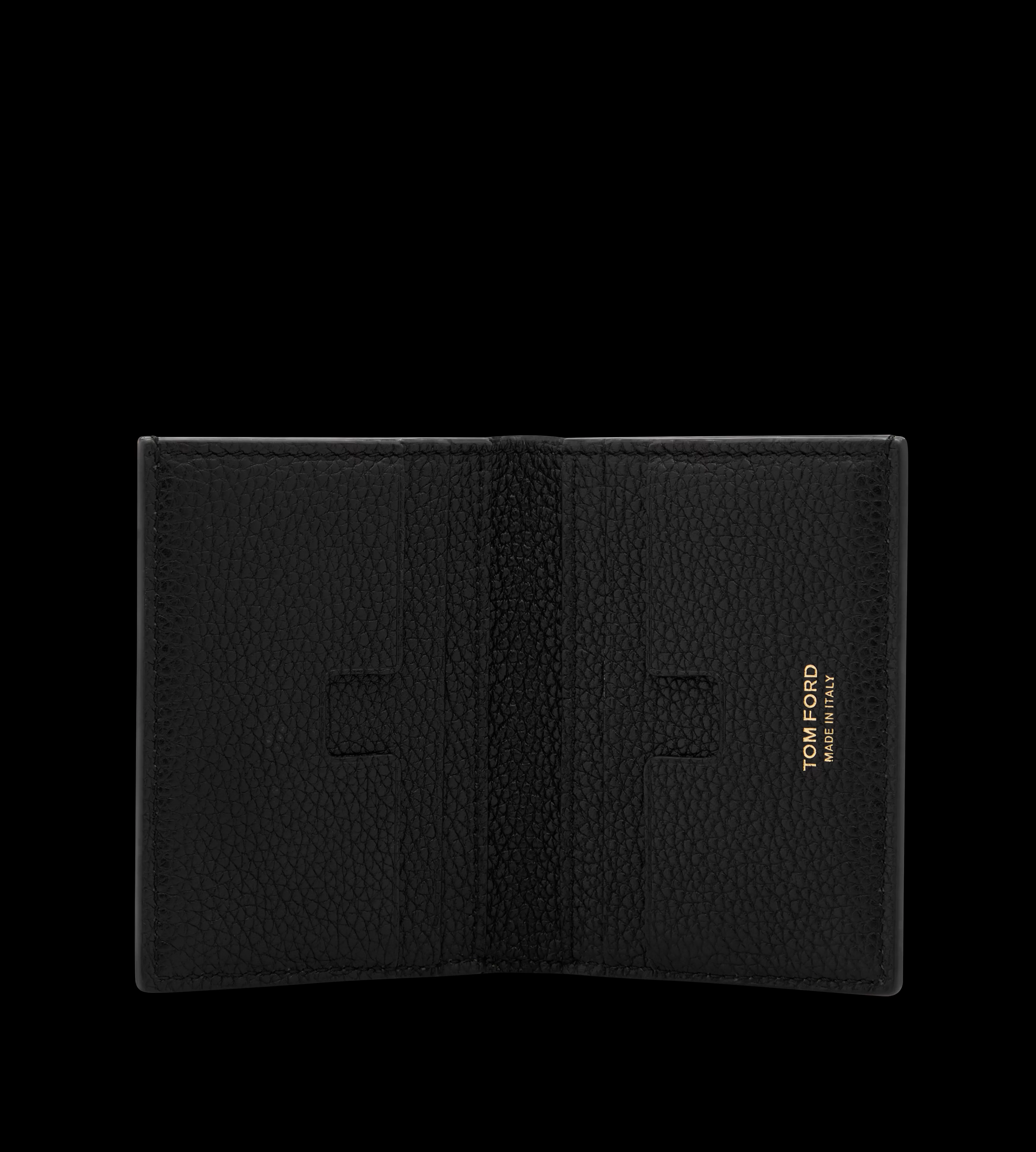 TOM FORD GRAIN LEATHER FOLDING CARDHOLDER BLACK^MEN SPRING 24