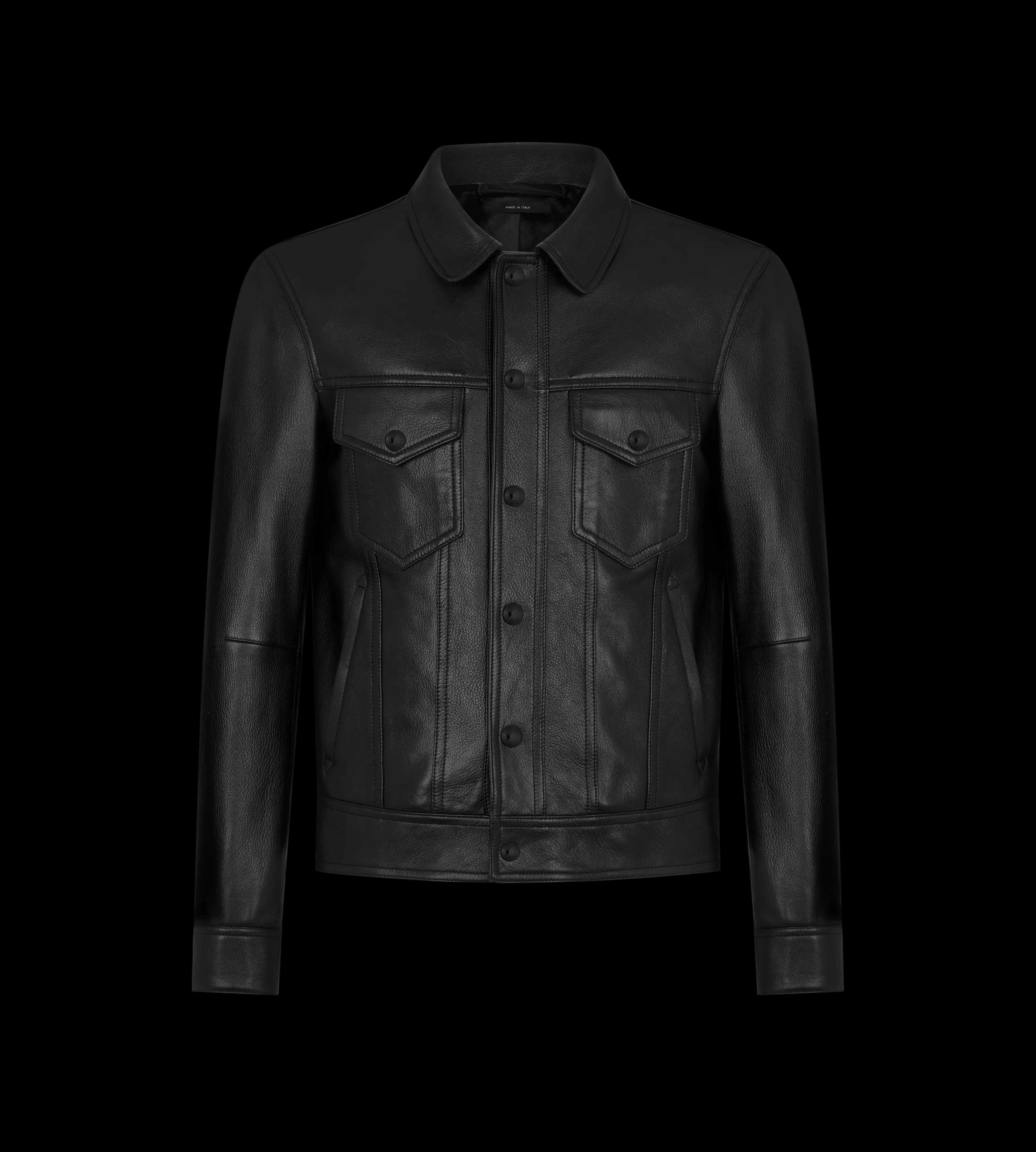 TOM FORD GRAIN LEATHER JEAN JACKET BLACK^MEN Outerwear