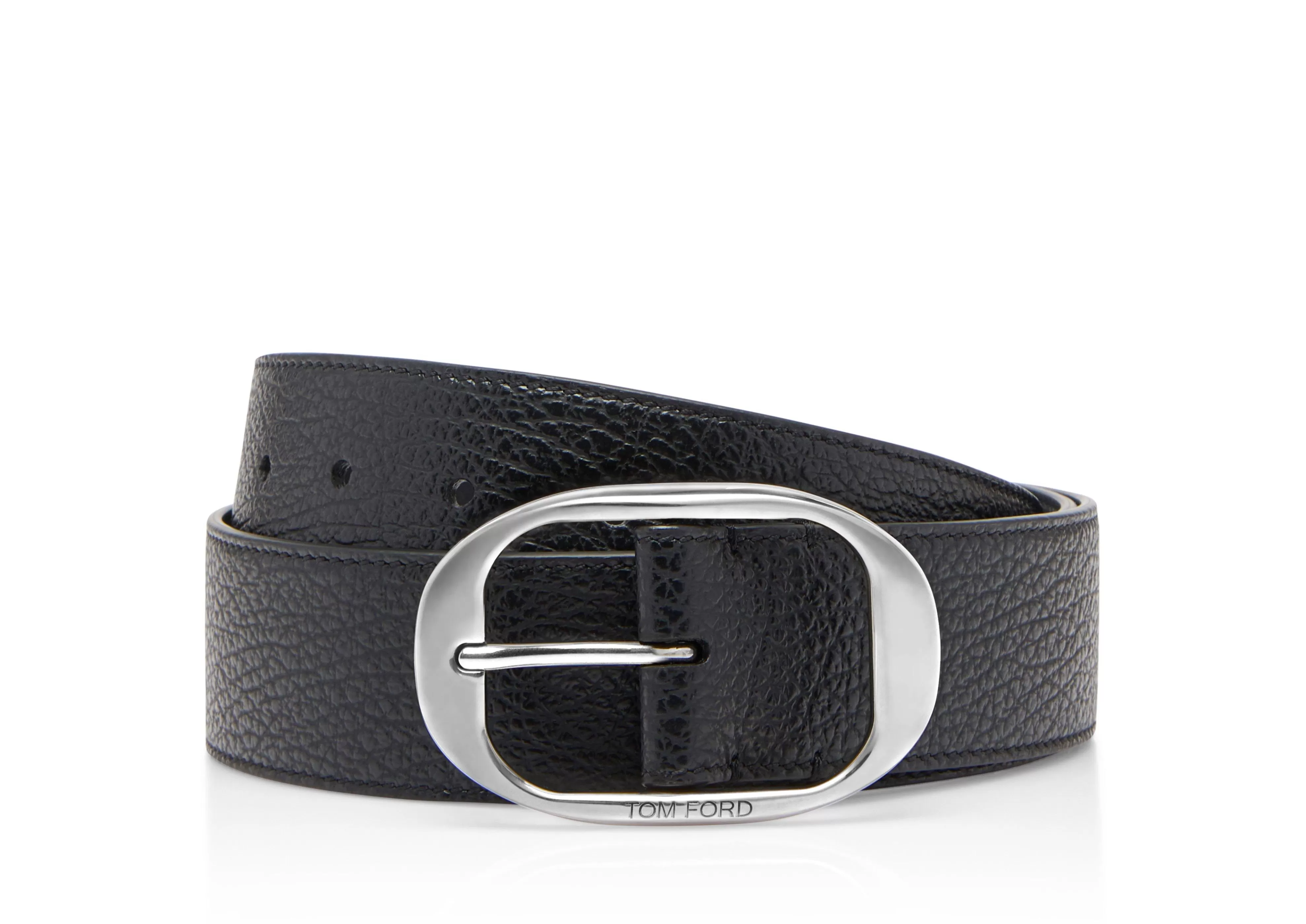 TOM FORD GRAIN LEATHER OVAL BELT ^MEN Belts