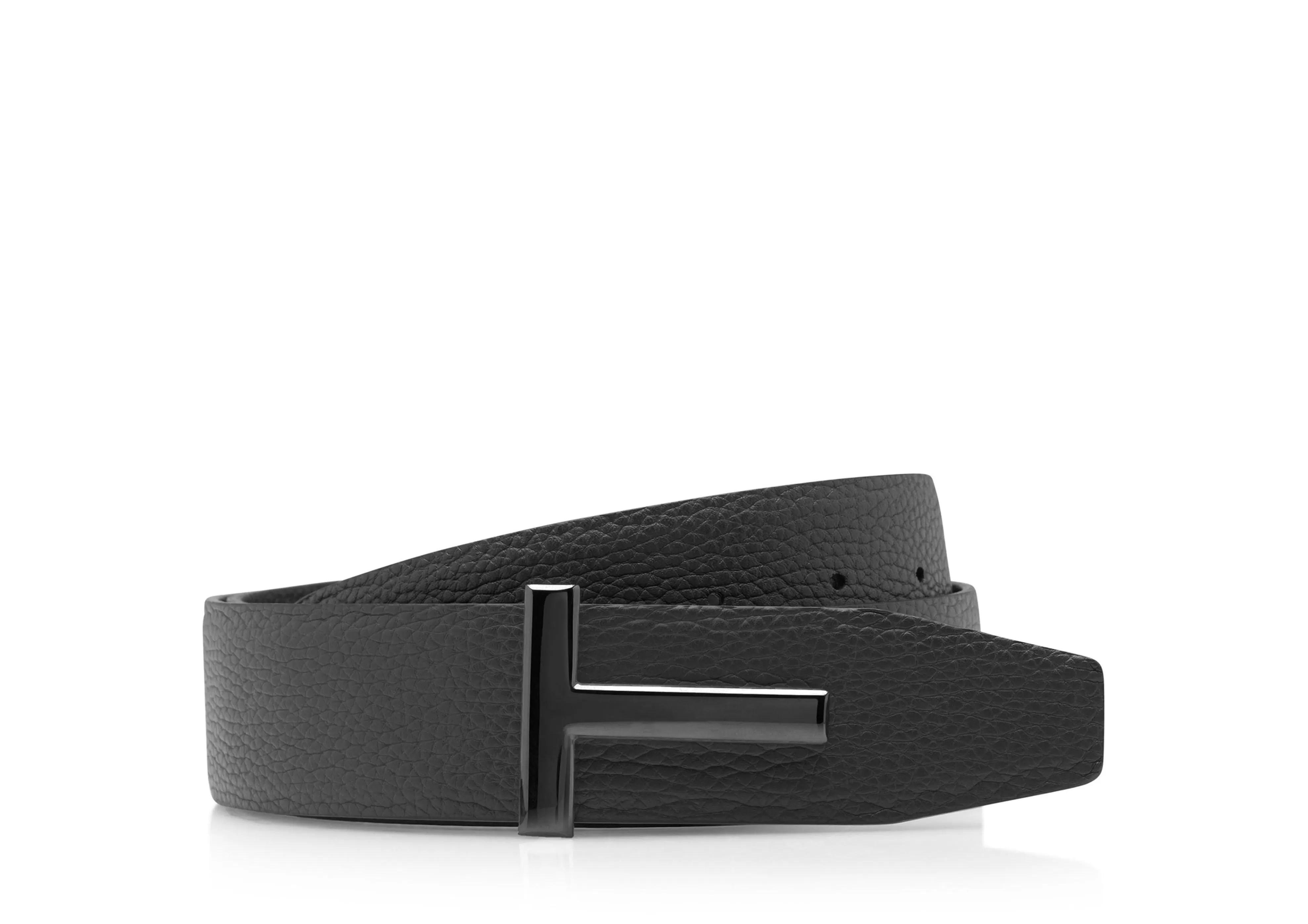 TOM FORD GRAIN LEATHER T ICON BELT BLACK^MEN Belts