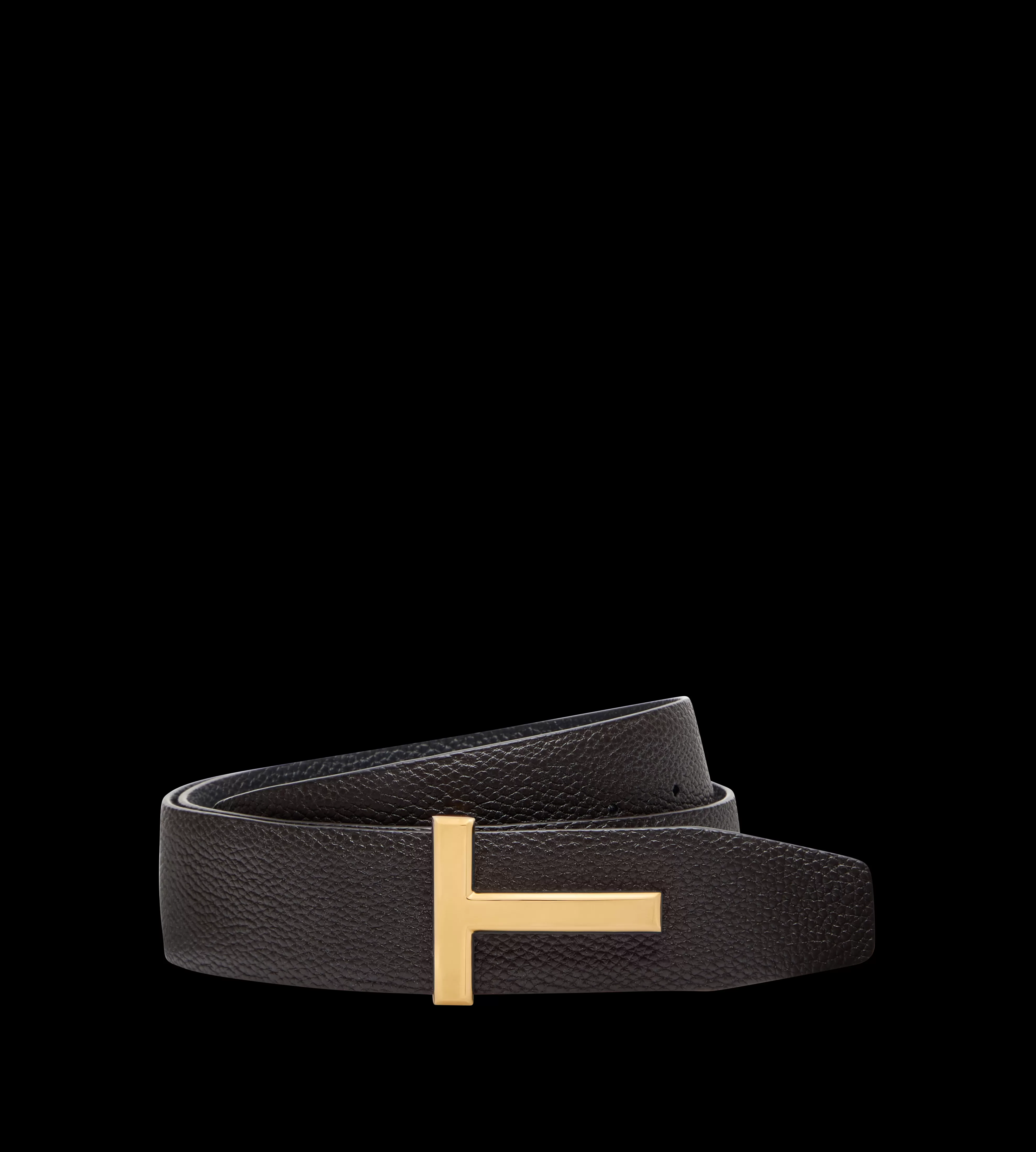 TOM FORD GRAIN LEATHER T ICON BELT BROWN + BLACK^MEN | MEN Belts | SPRING 24